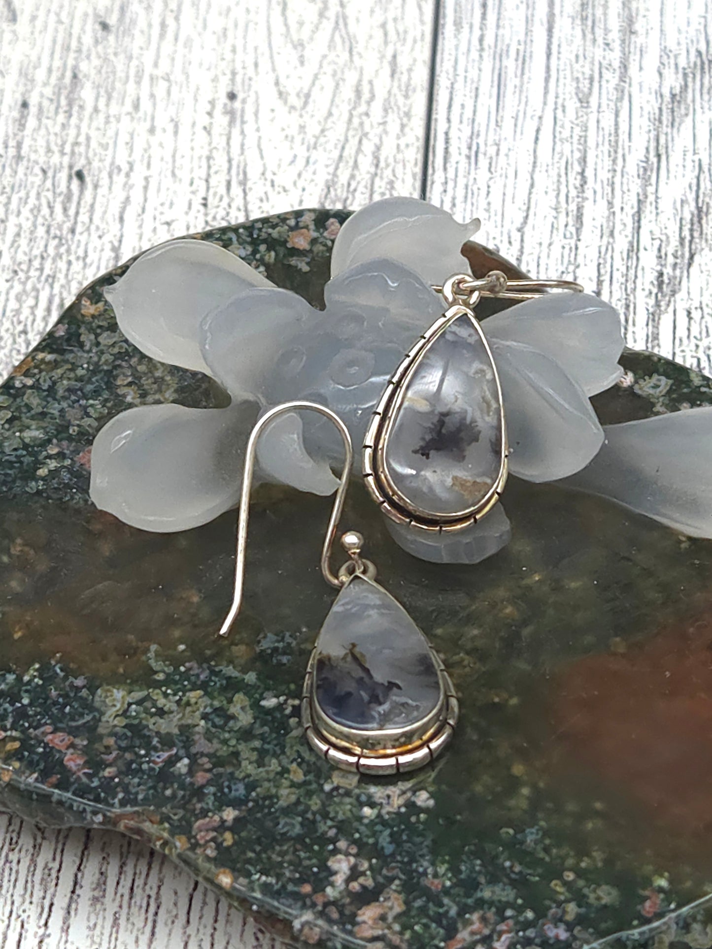 Agate Druzy Teardrop Earrings