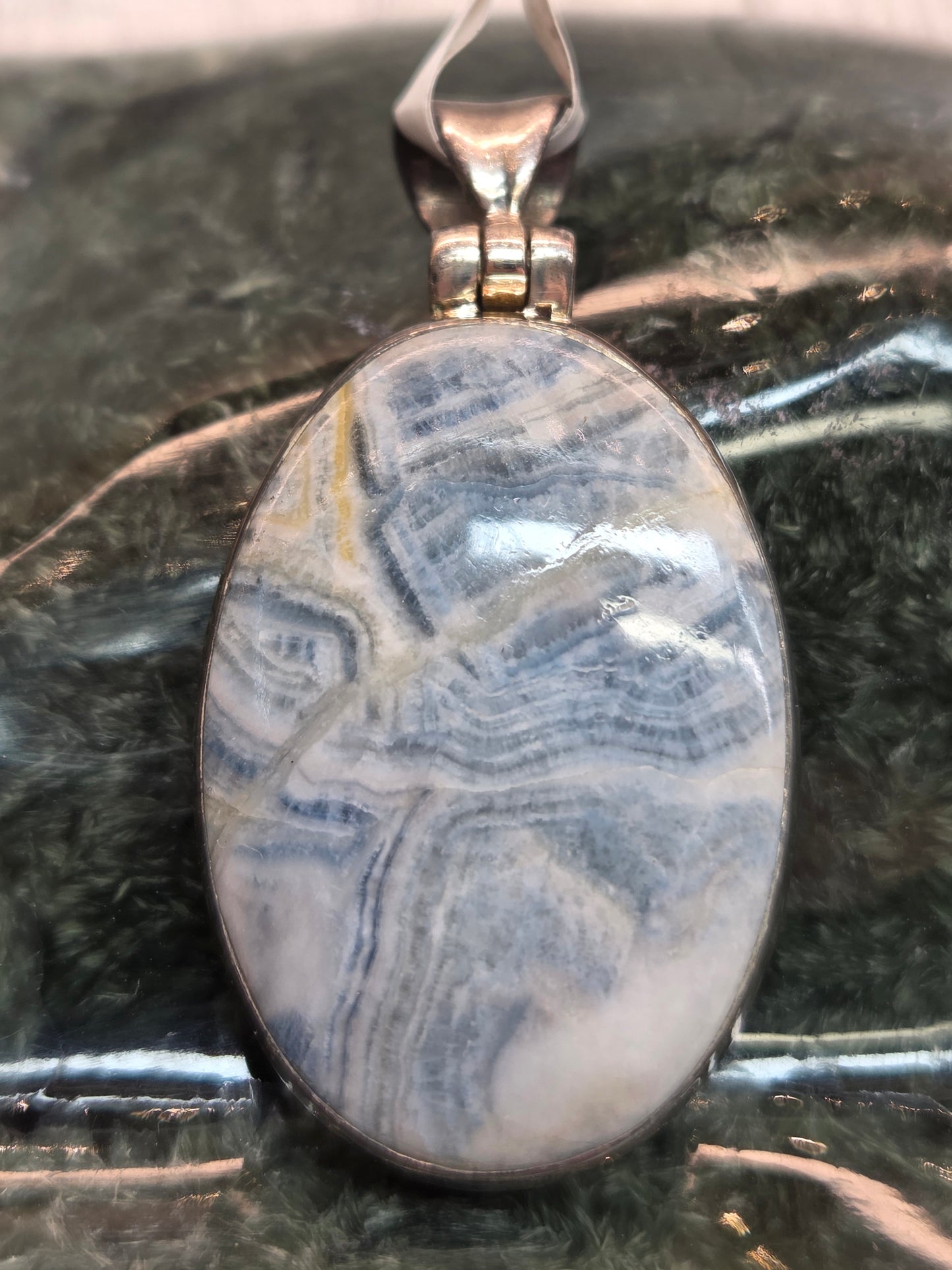 Blue Scheelite Sterling Silver Pendant