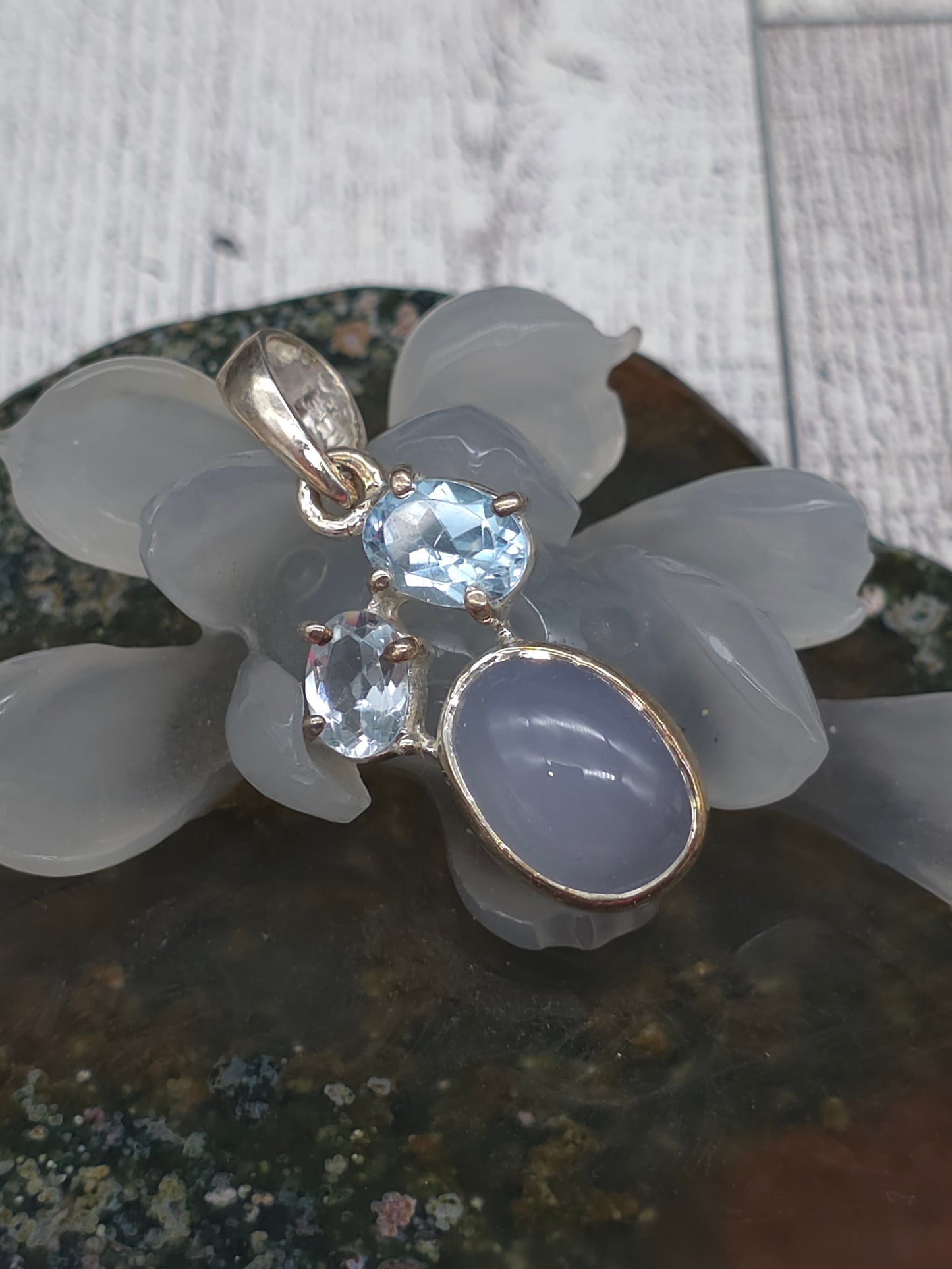 Moonstone & Swiss Blue Topaz Pendant
