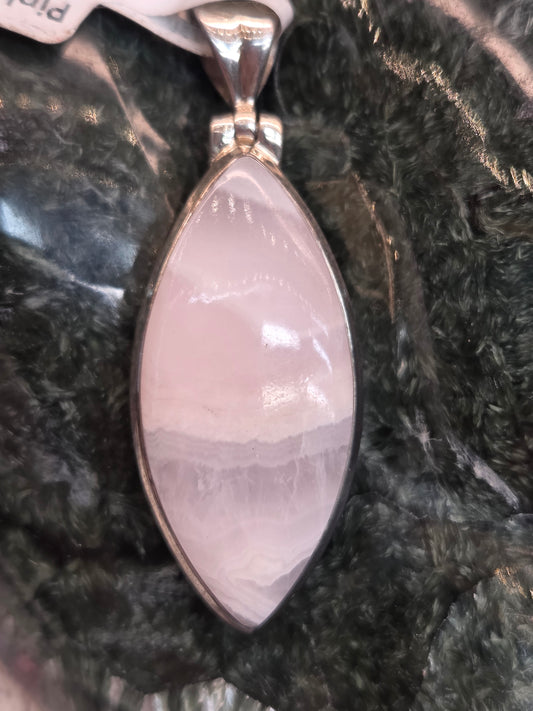 Mangano Pink Calcite Sterling Silver Pendant