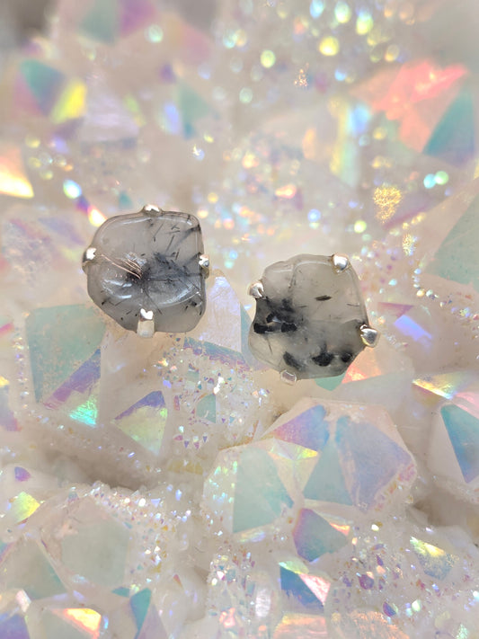 Tourmalinated Quartz Post Earrings