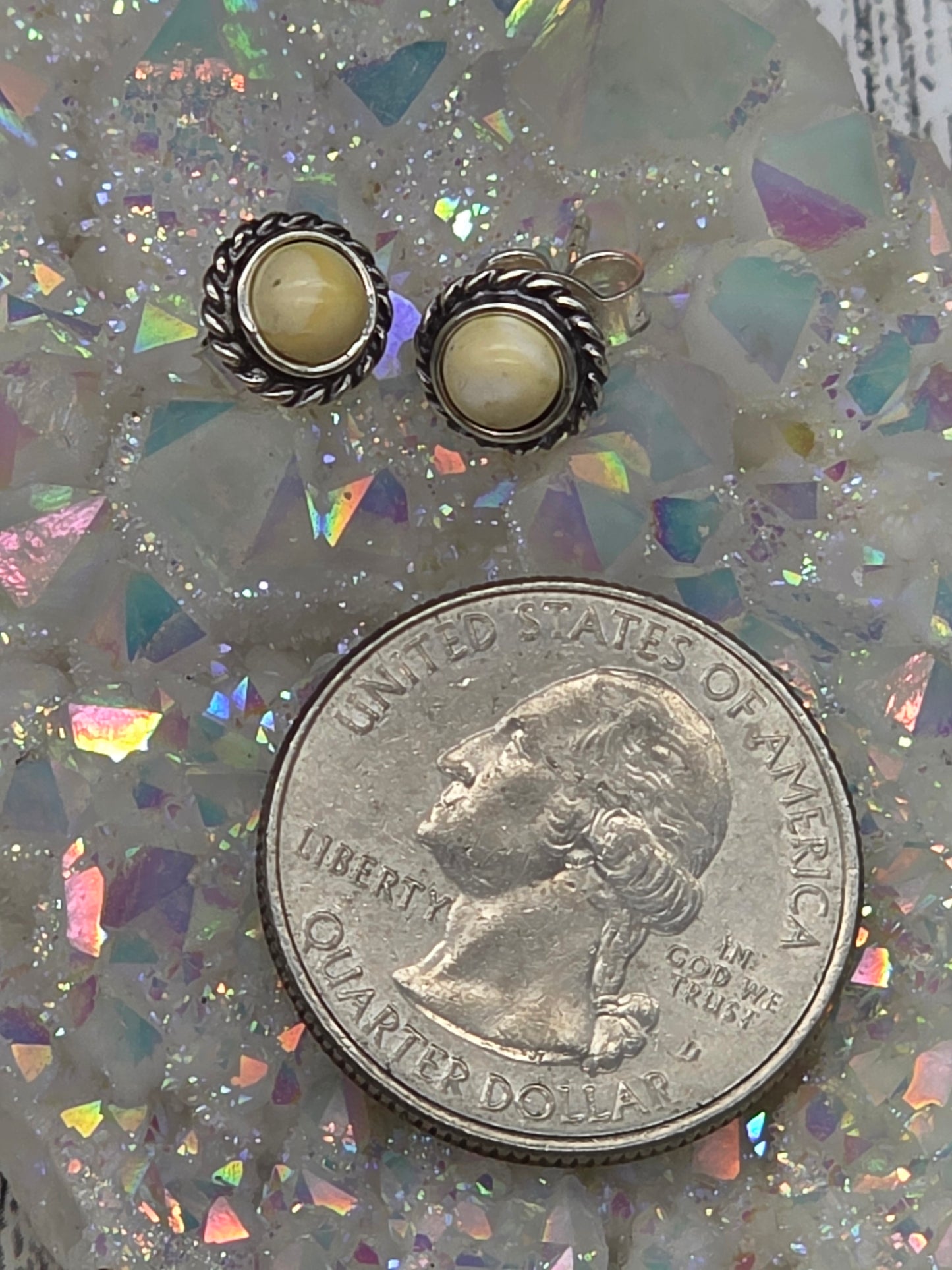 Round Amber Post Earrings