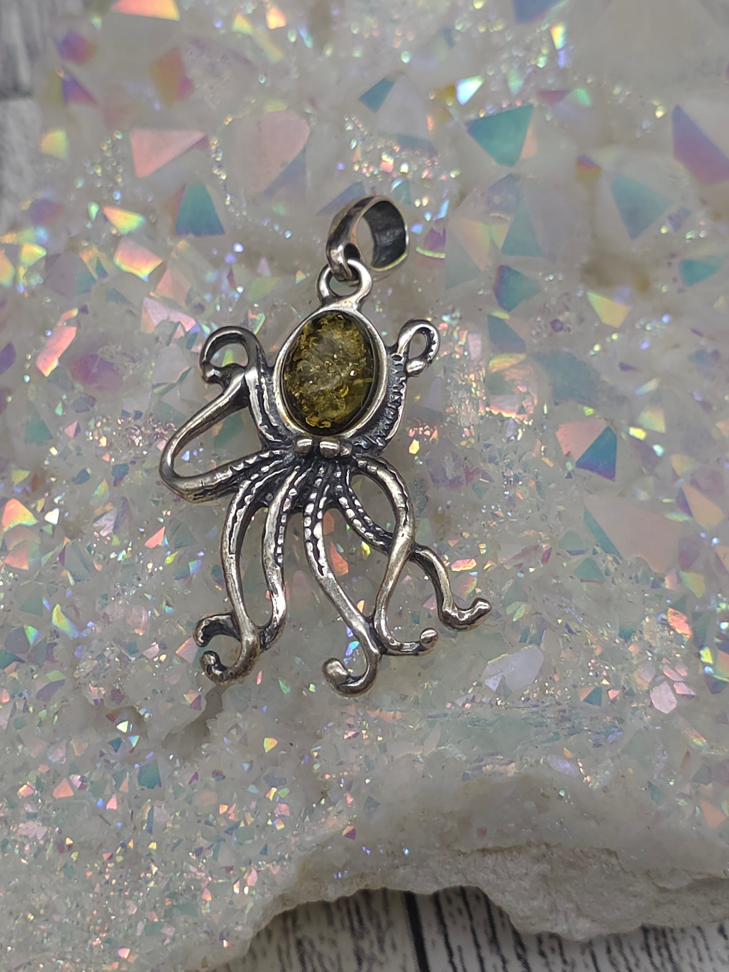 Amber Octopus Pendant
