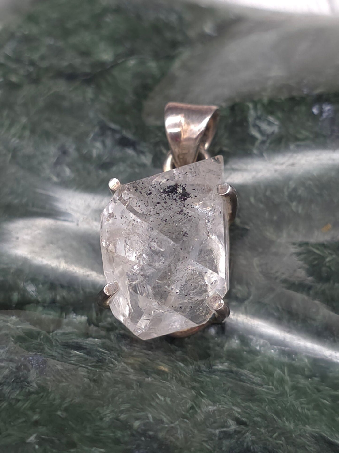 Herkimer Diamond Quartz Sterling Silver Pendant - size reference