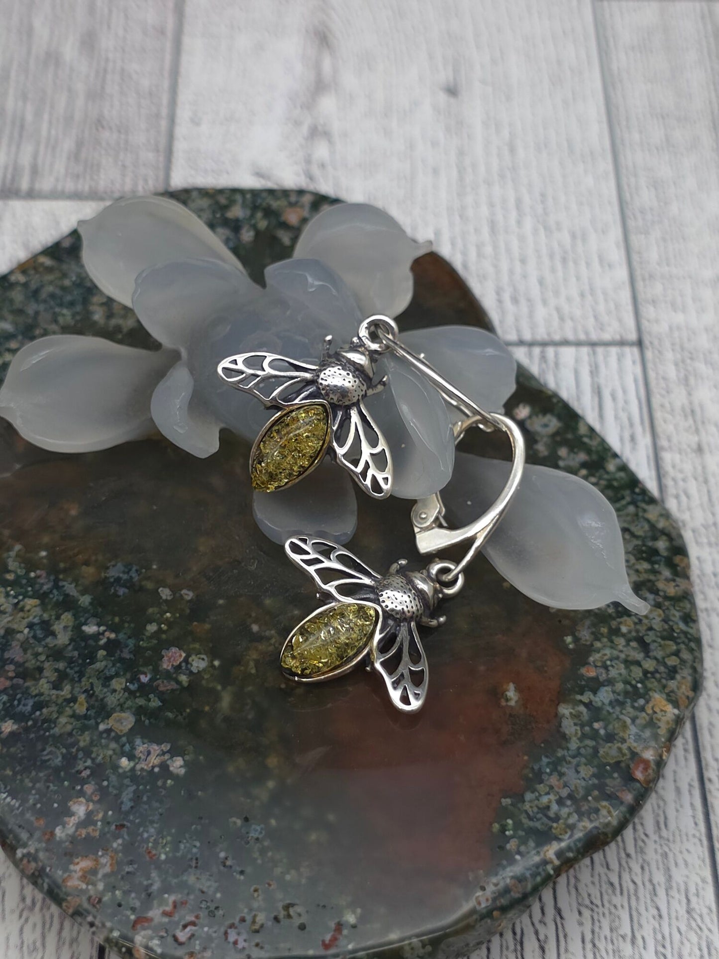 Amber Firefly Earrings - alternate view