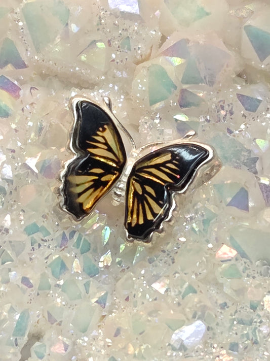 Hand Carved Amber Butterfly Pendant Monarch