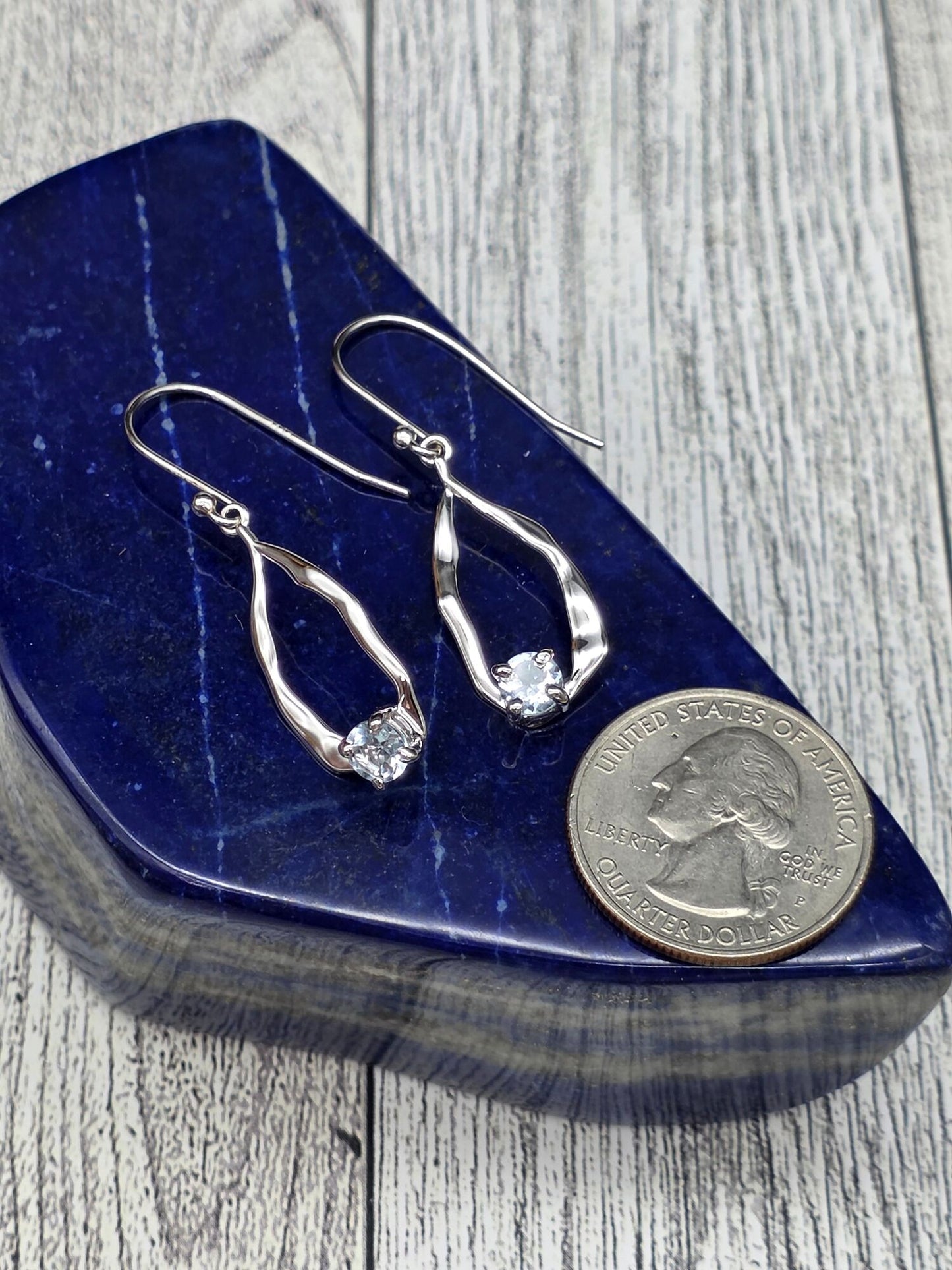 Swiss Blue Topaz Oval Hook Earrings - alternate view