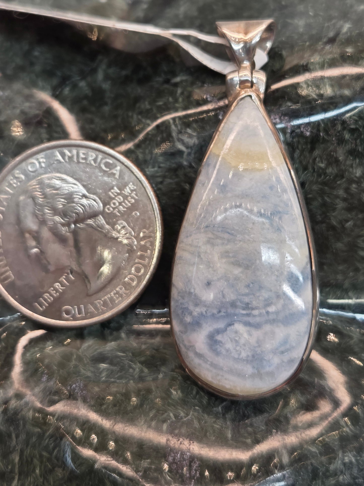 Blue Scheelite Sterling Silver Pendant