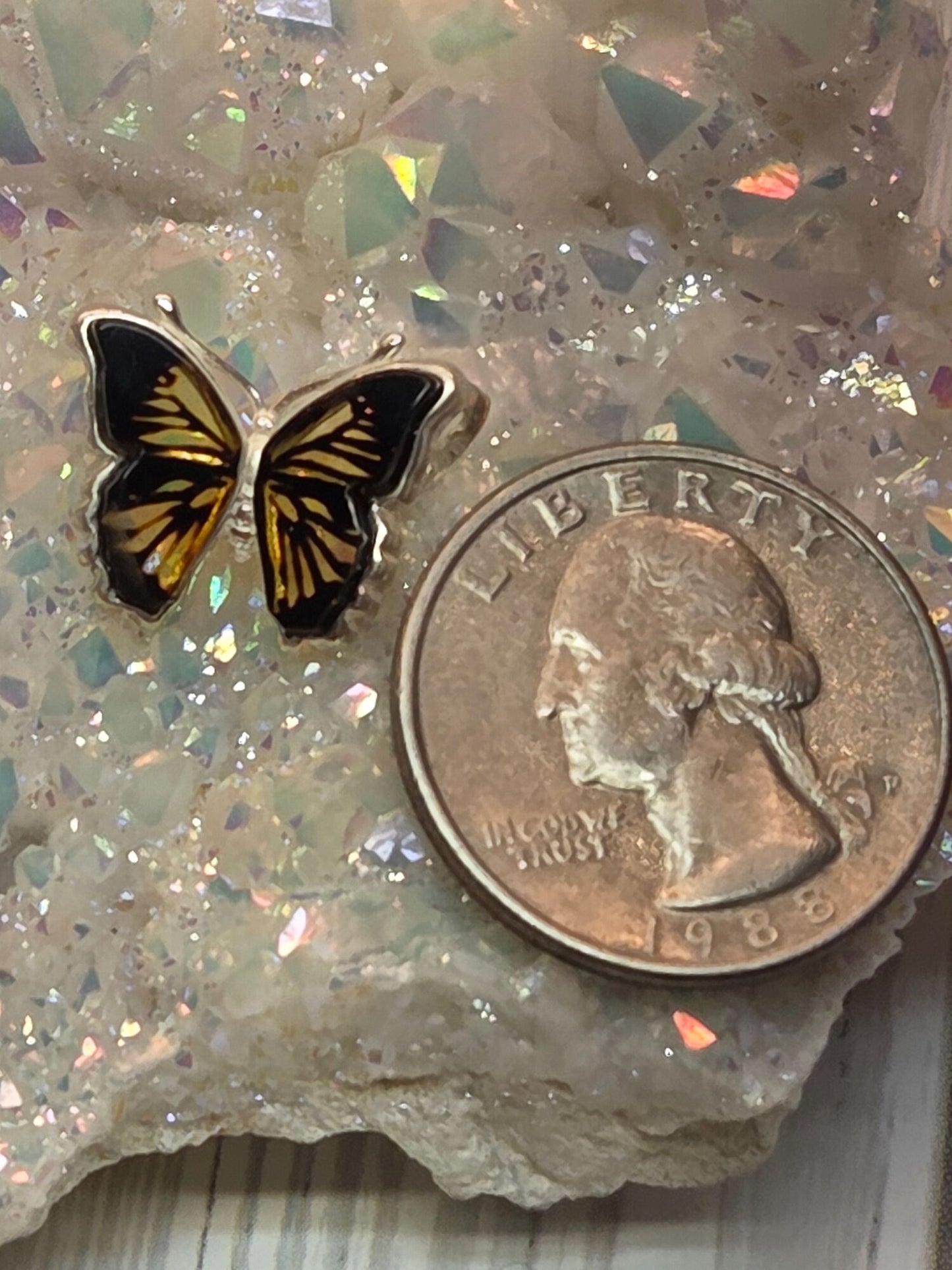 Hand Carved Amber Butterfly Pendant Monarch - alternate view