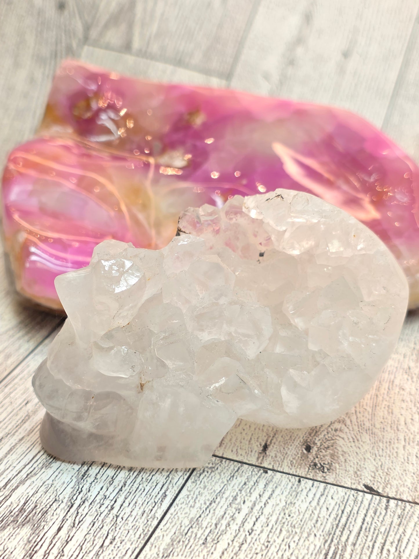 Half-Face Druzy Agate Skull