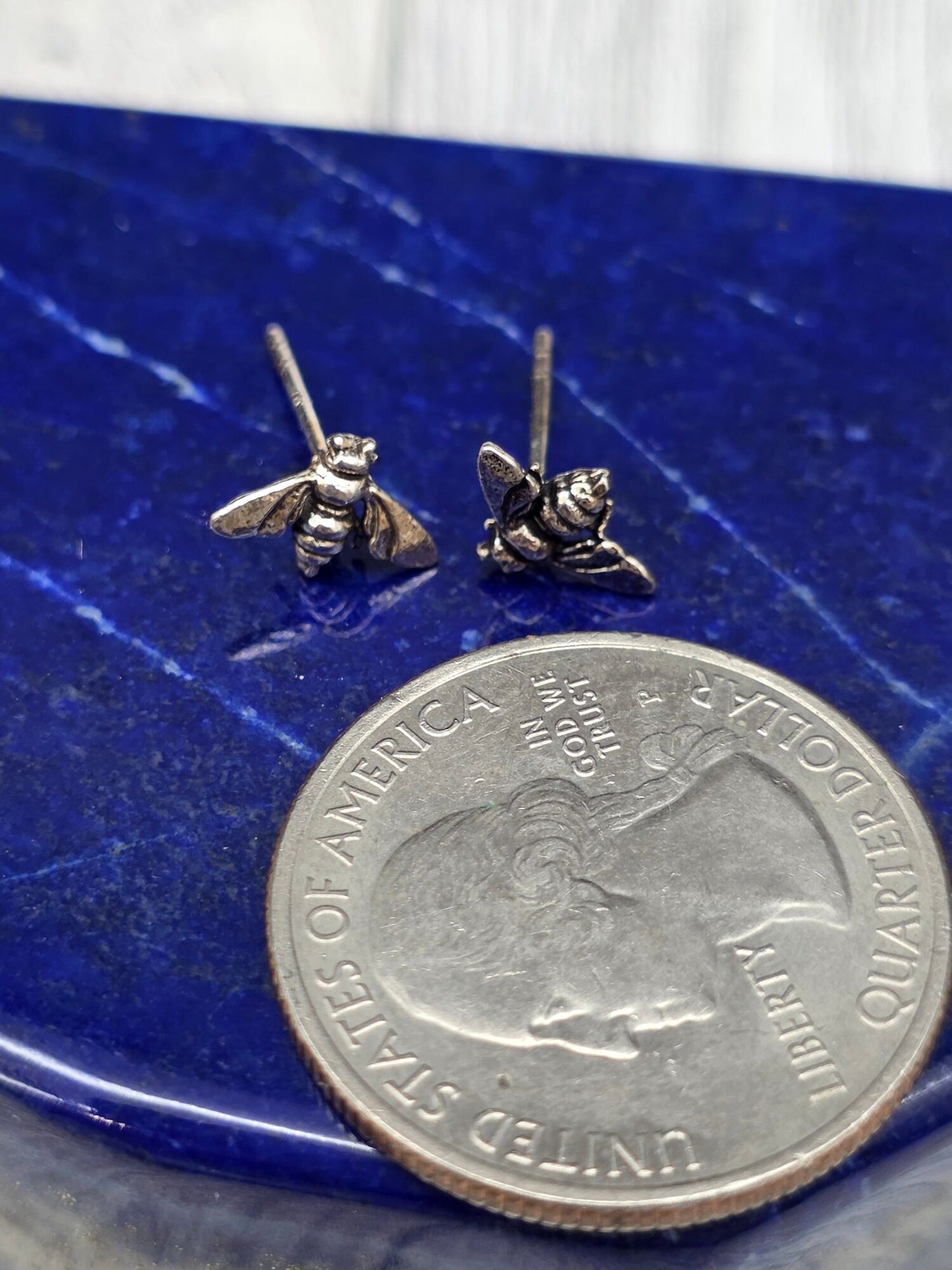 Sterling Silver Bee Post Earrings - alternate view