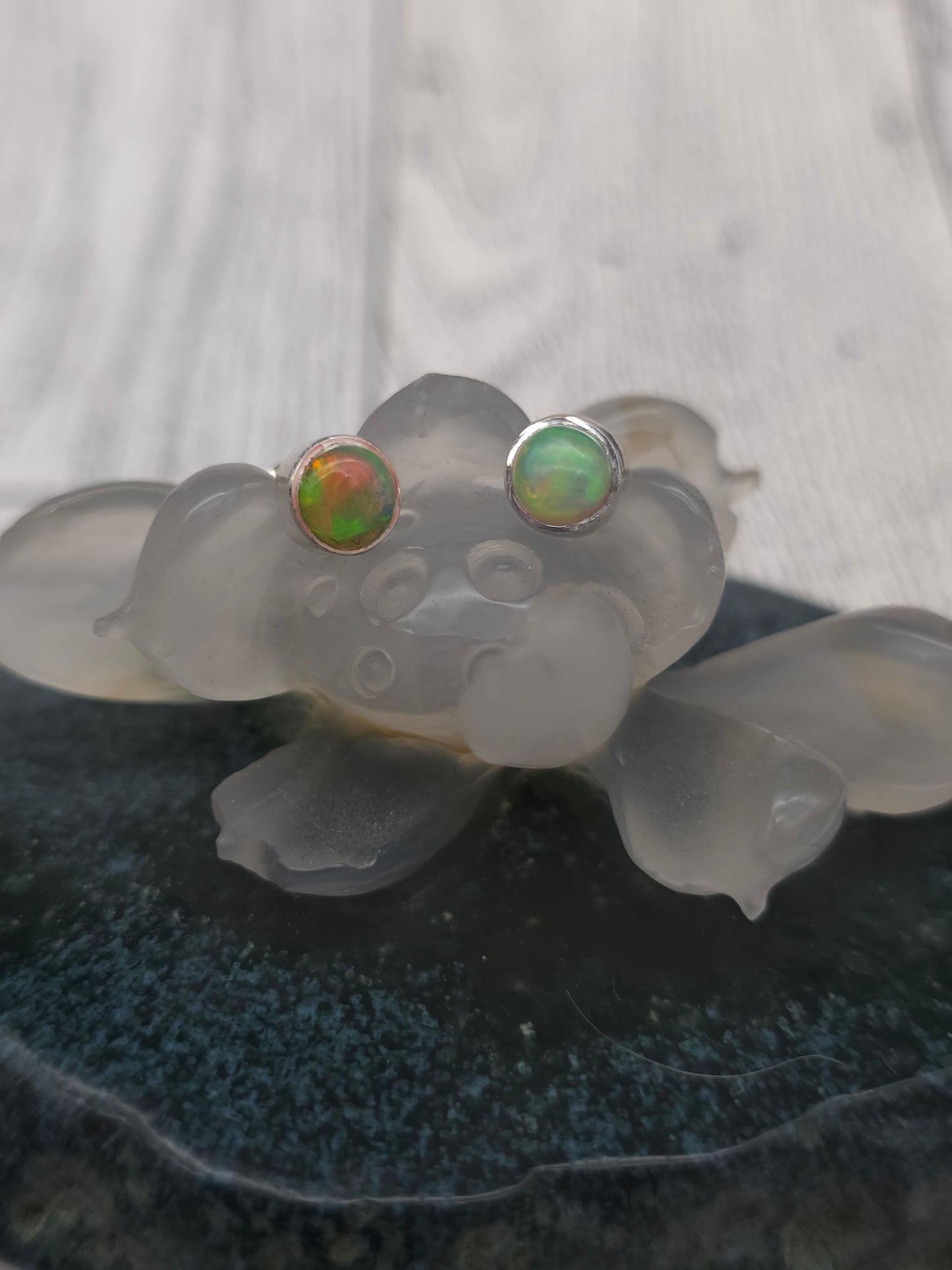 Round Ethiopian Opal Earrings