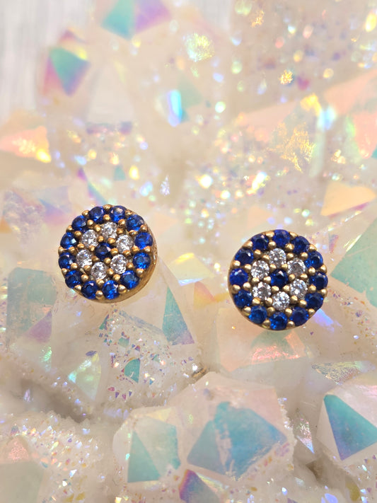 Sapphire Cubic Zirconia Evil Eye Earrings