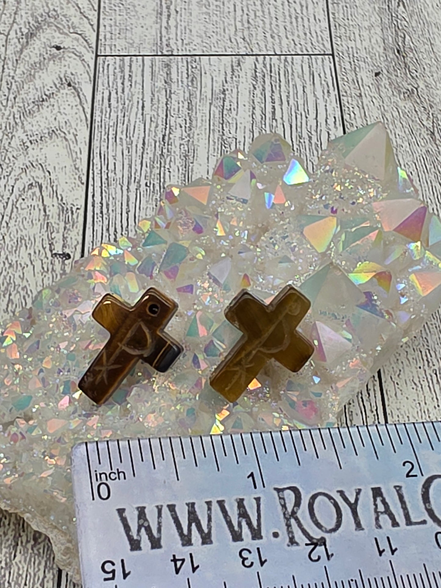 Tiger Eye Cross Earrings