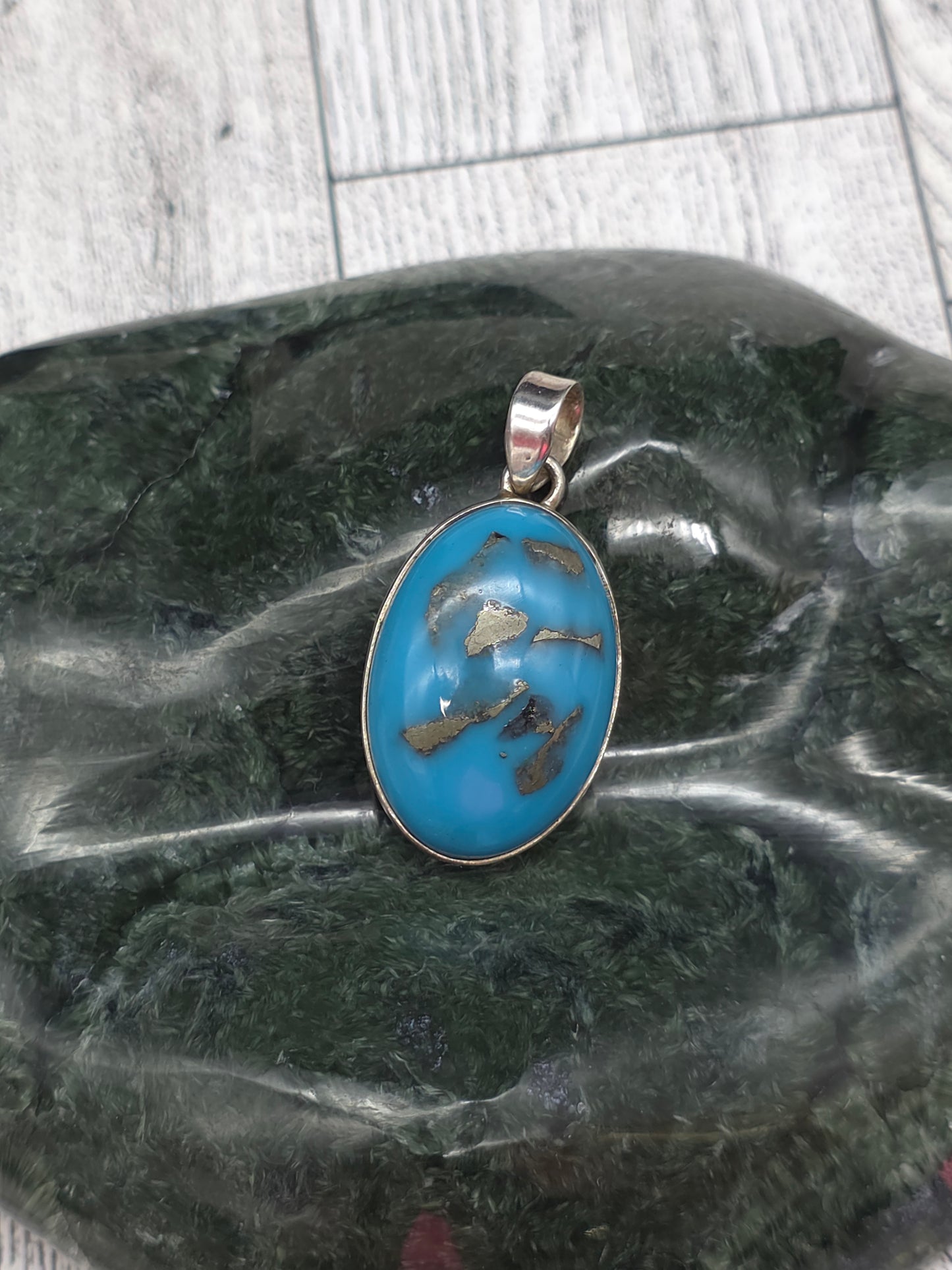 Turquoise Pyrite Pendant