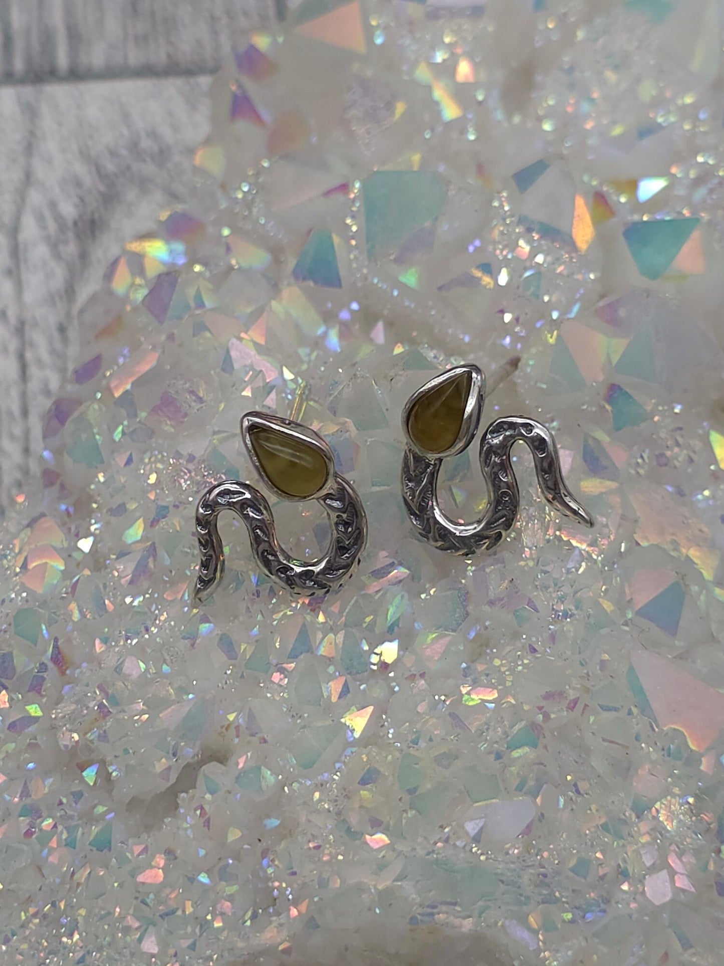 Amber Snake Post Earrings - alternate view