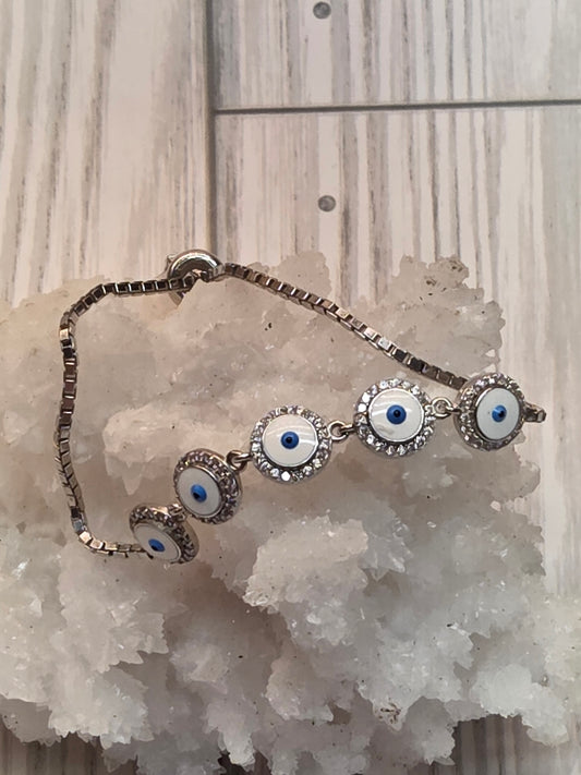 Sterling Silver Evil Eye of Protection Bracelet