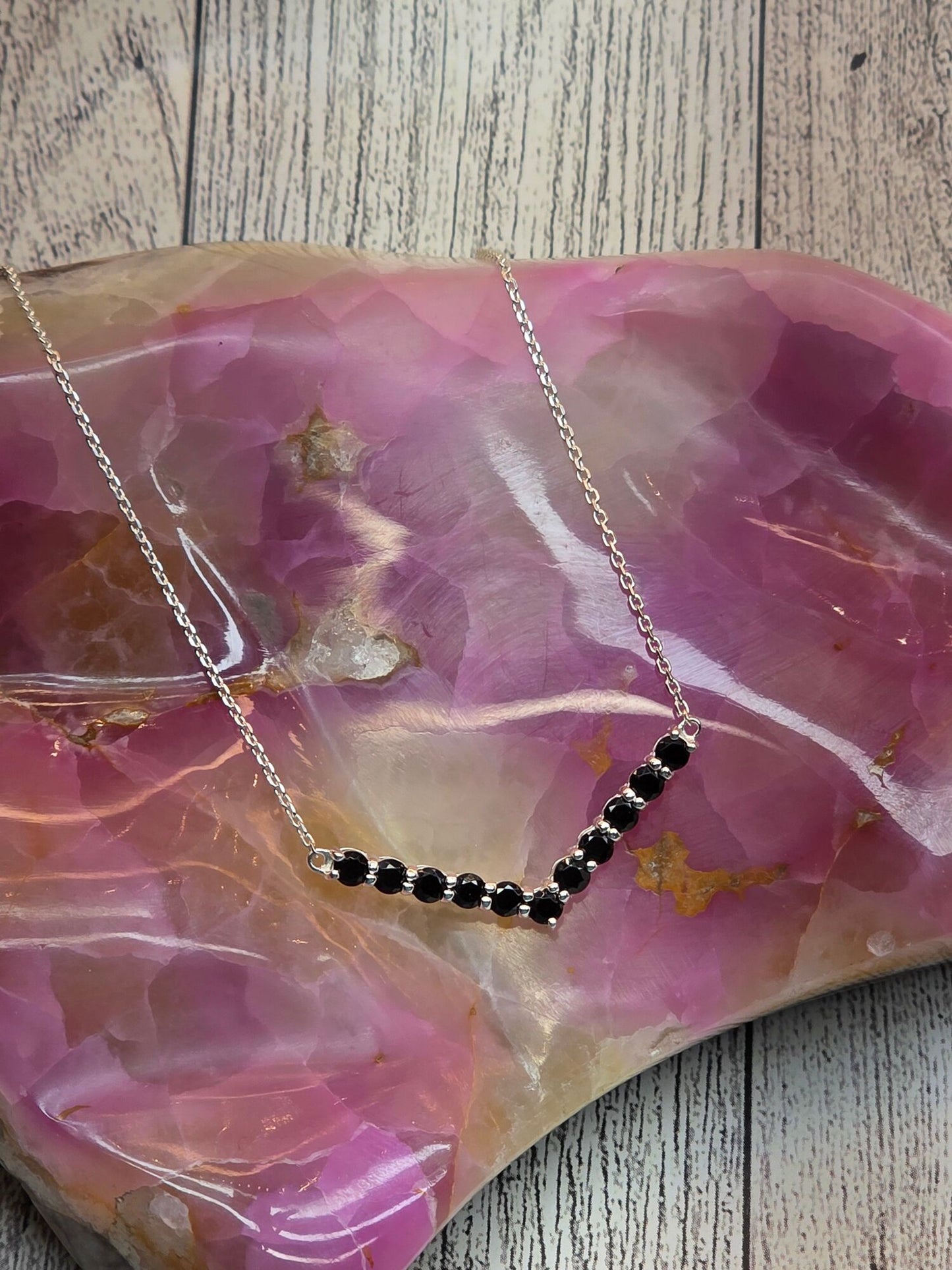 Black Spinel V-Pendant Necklace