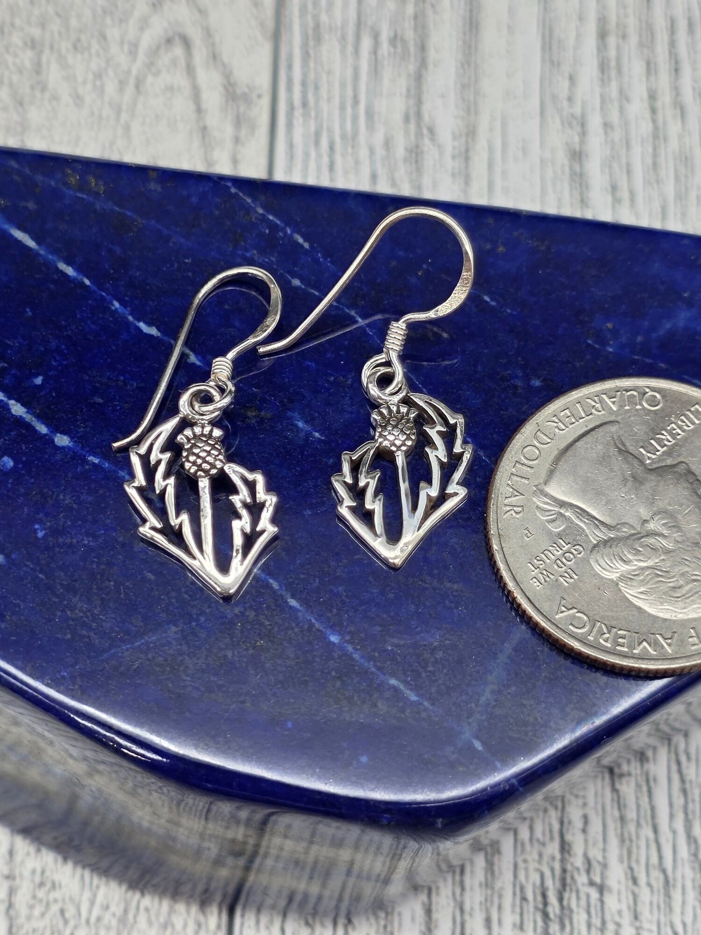 Sterling Silver Thistle Hook Earrings - alternate view