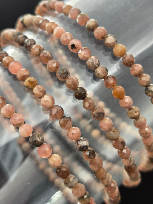 Rhodochrosite Faceted Stretchy Bracelet