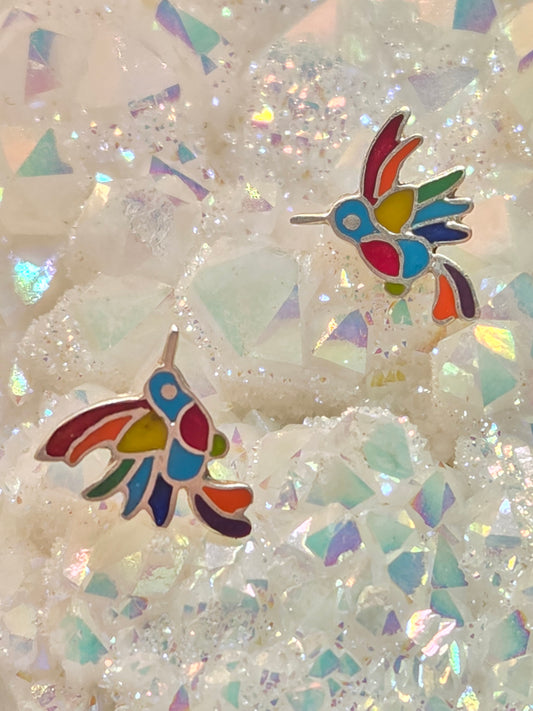 Gemstone Bird Post Earrings