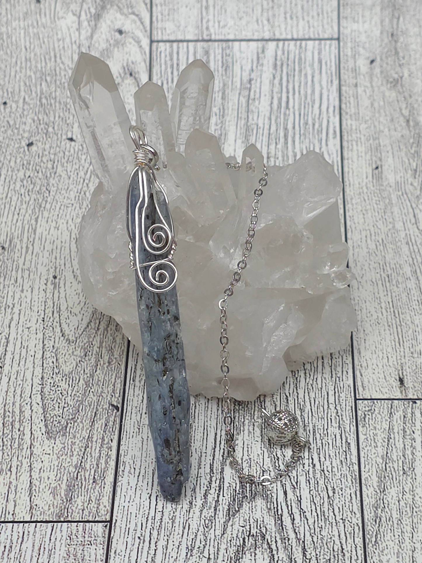 Wire Wrapped Blue Kyanite Pendulum