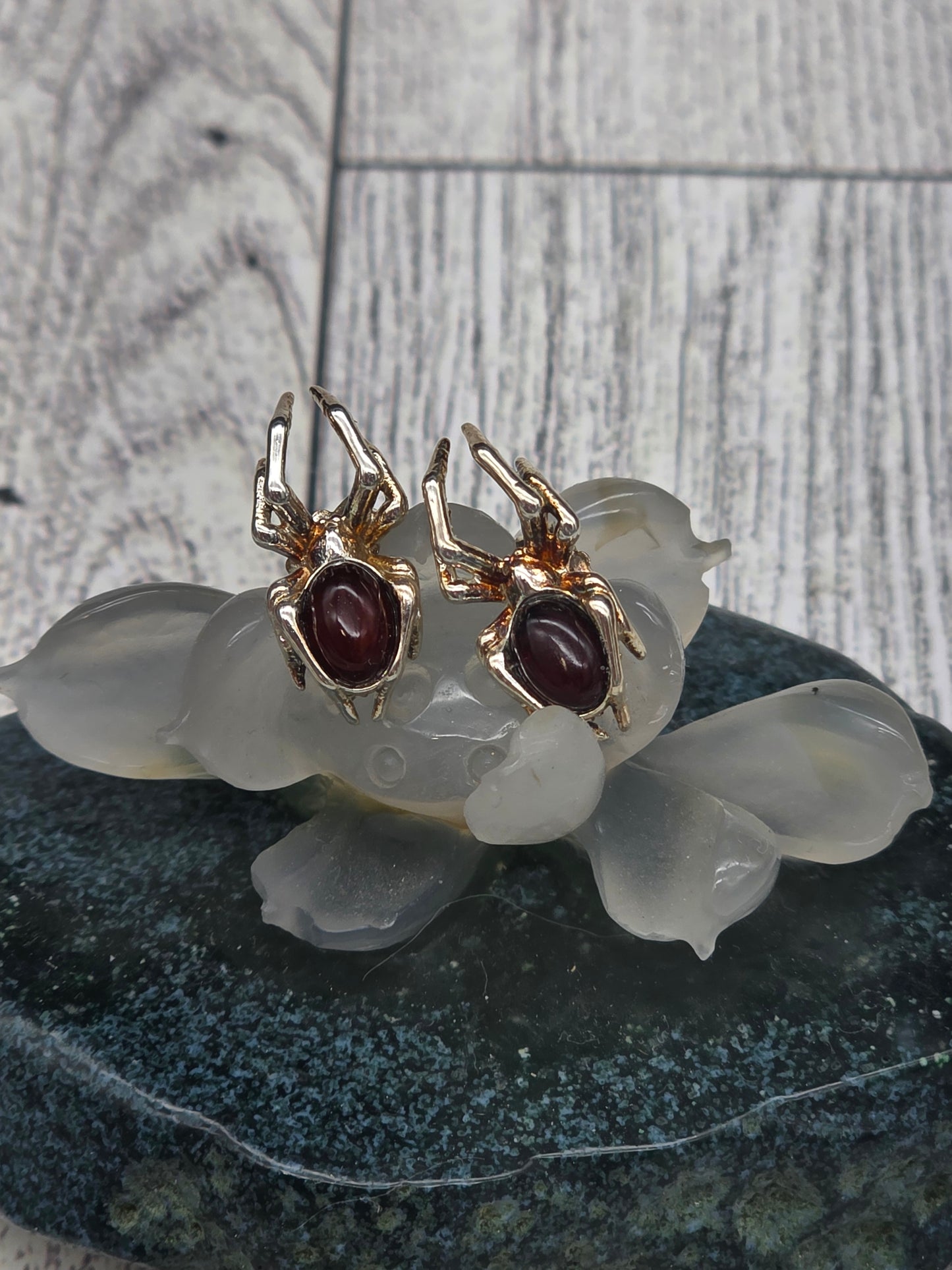 Amber Spider Post Earrings