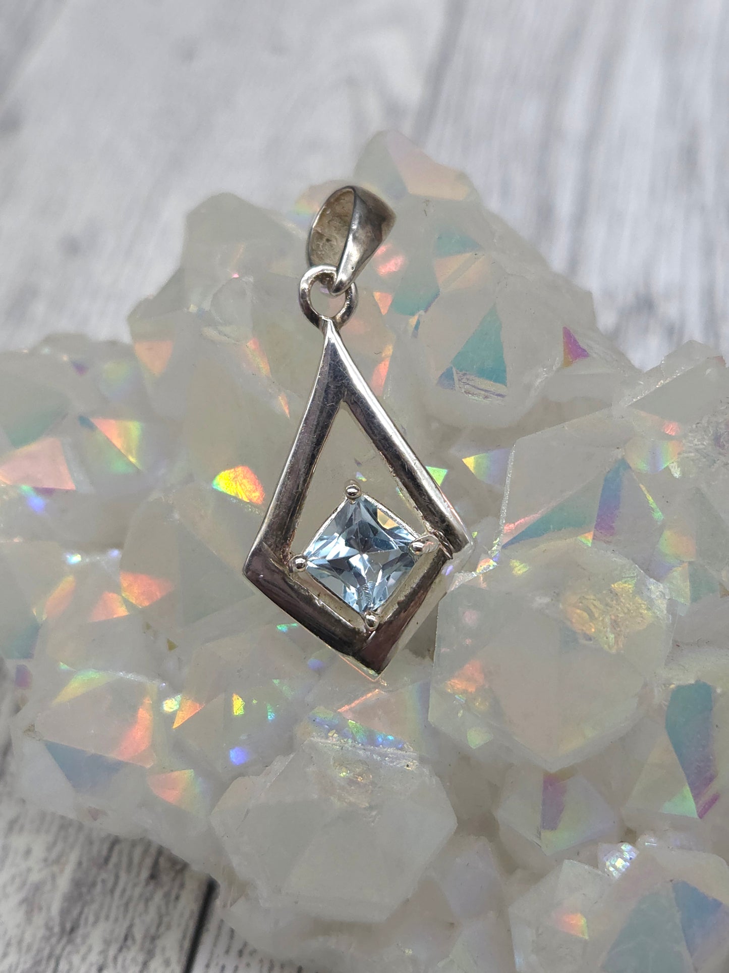 Blue Topaz Diamond Pendant