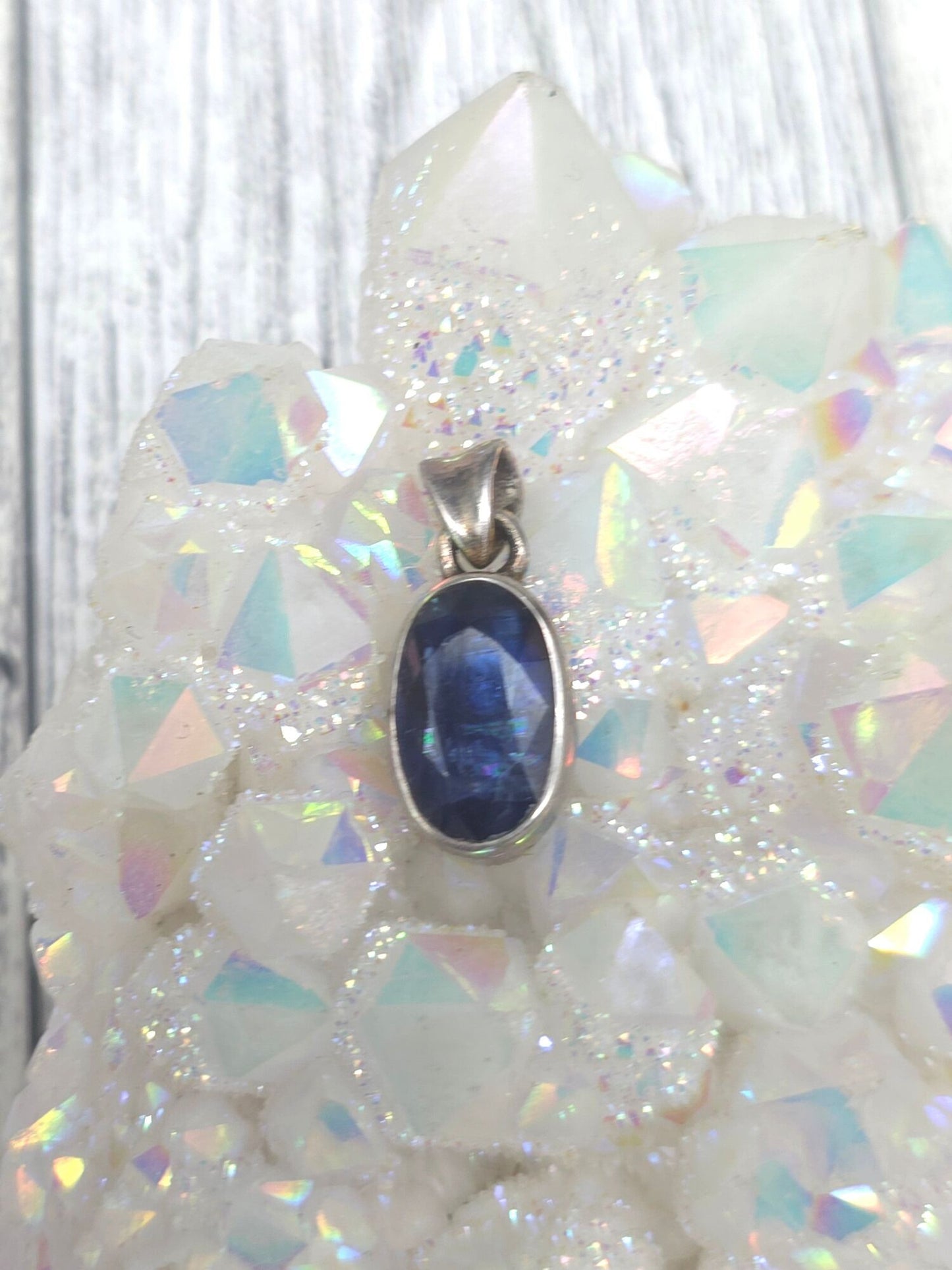 Faceted Blue Kyanite Pendant - alternate view