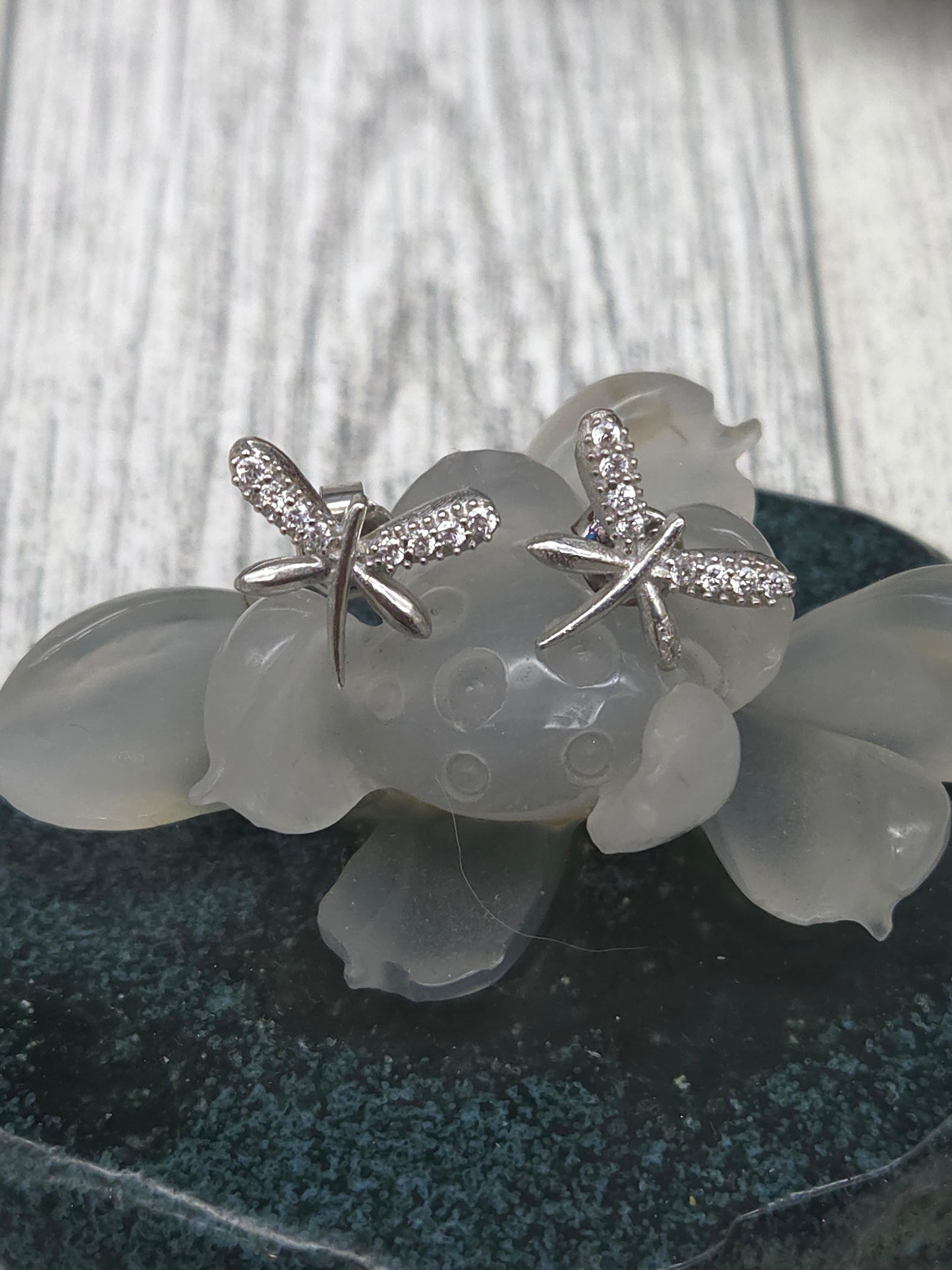 Cubic Zirconia Dragonfly Post Earrings