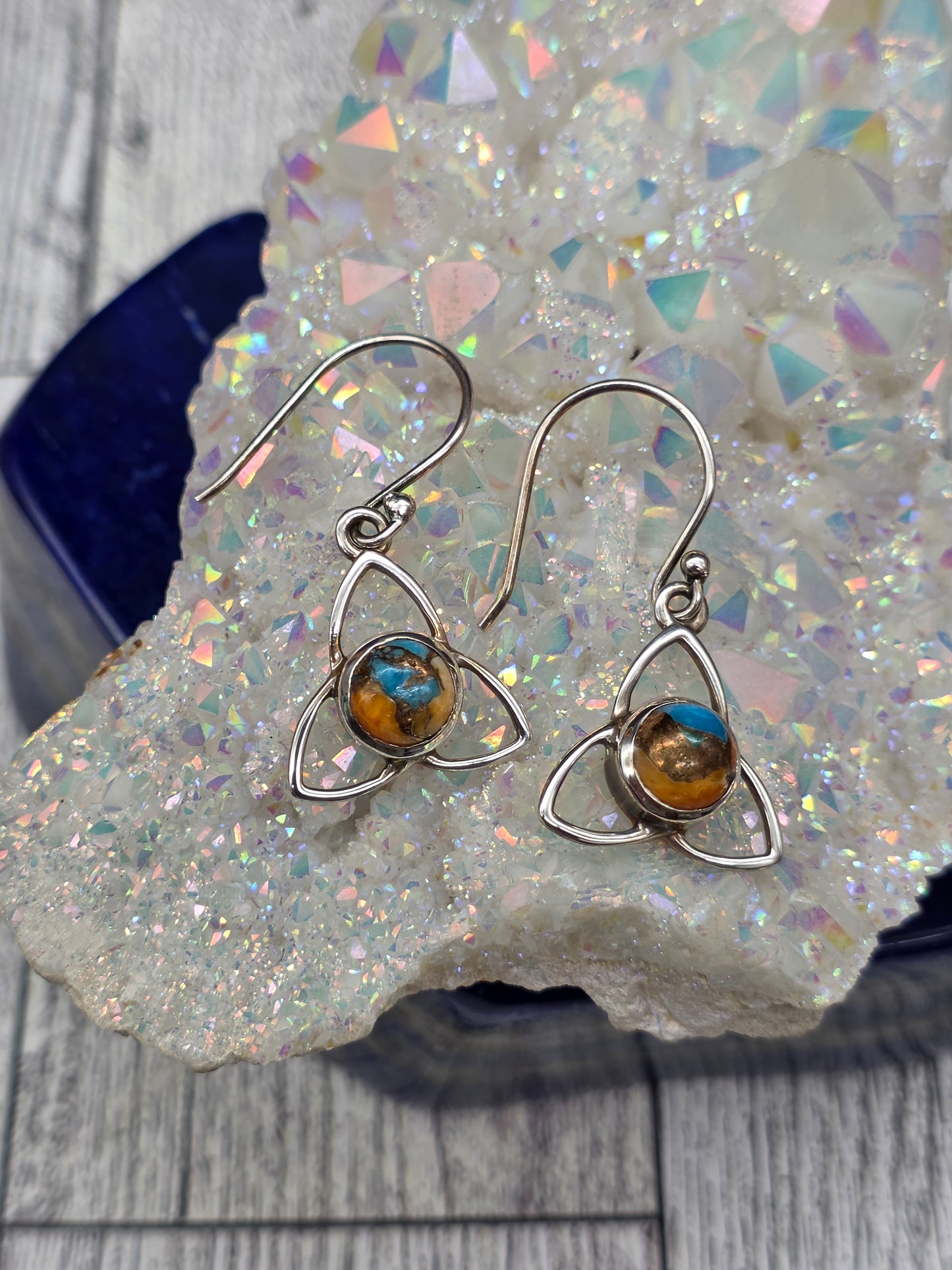 Spiny Oyster Turquoise Hook Earrings