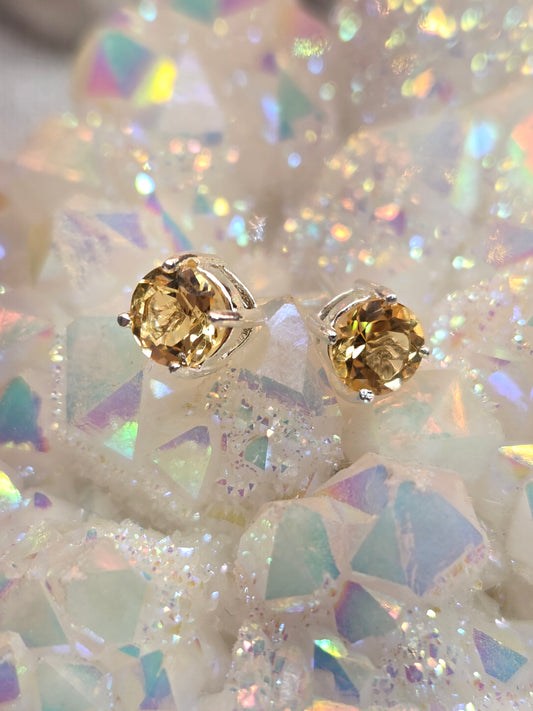 Citrine Faceted Post Earrings