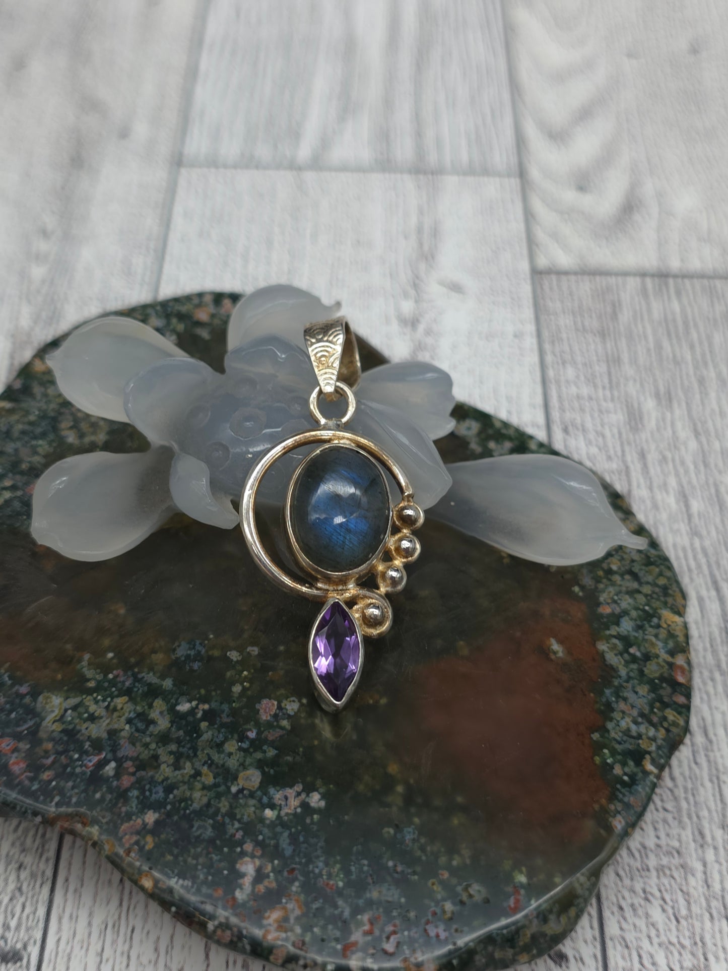 Labradorite Amethyst Pendant