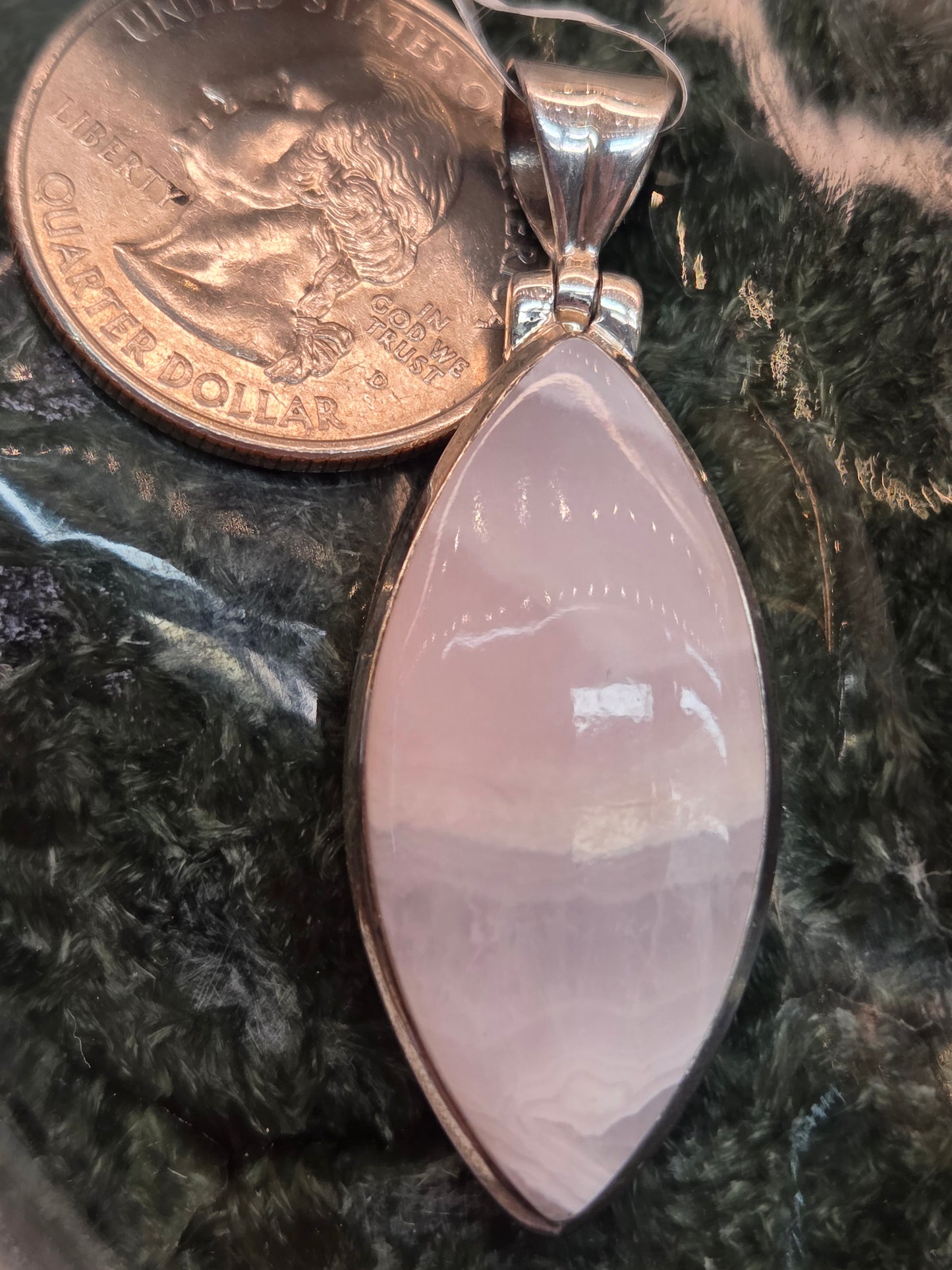 Mangano Pink Calcite Sterling Silver Pendant