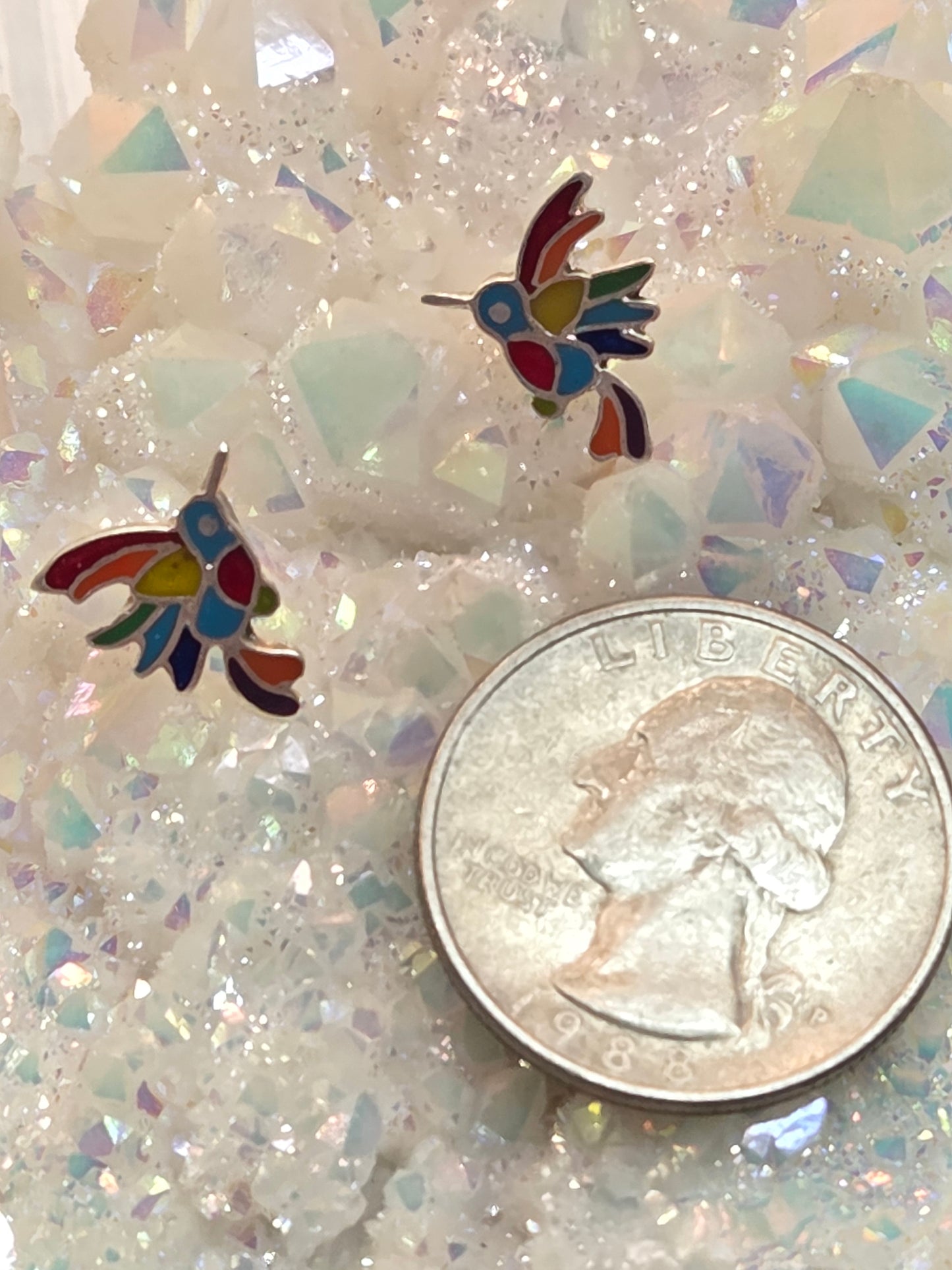 Gemstone Bird Post Earrings