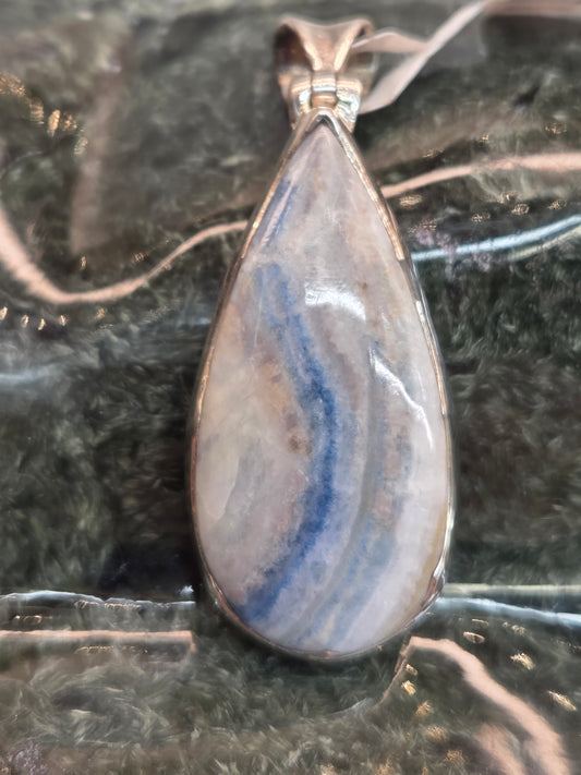Blue Scheelite Sterling Silver Pendant