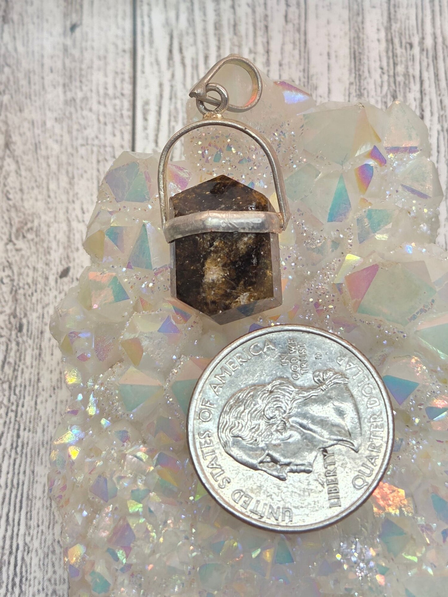 Brown Tourmaline Dravite Pendant set in Sterling Silver - alternate view