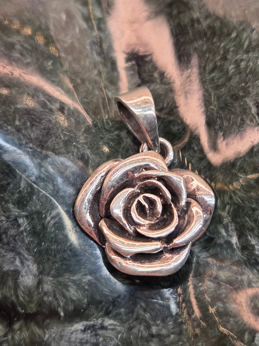 Sterling Silver Rose Pendant