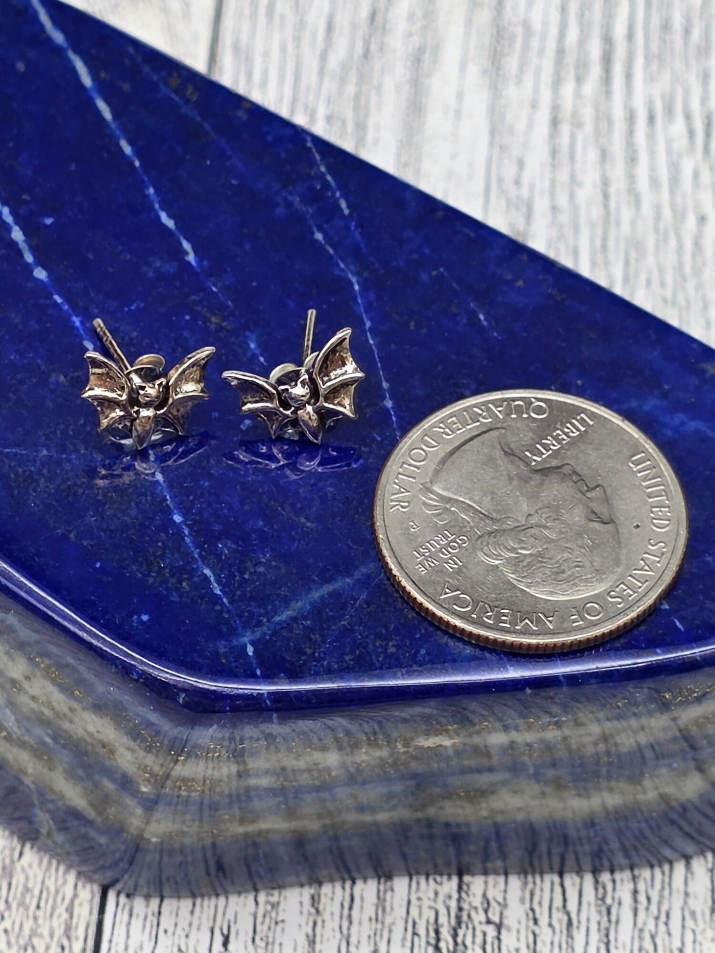 Sterling Silver Bat Post Earrings - alternate view