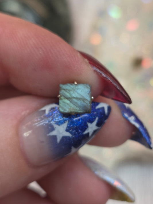 Labradorite Slab Post Earrings