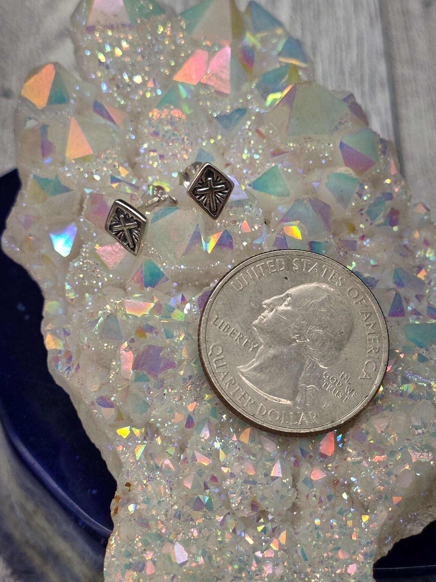 Sterling Silver Cross Post Earrings - alternate view