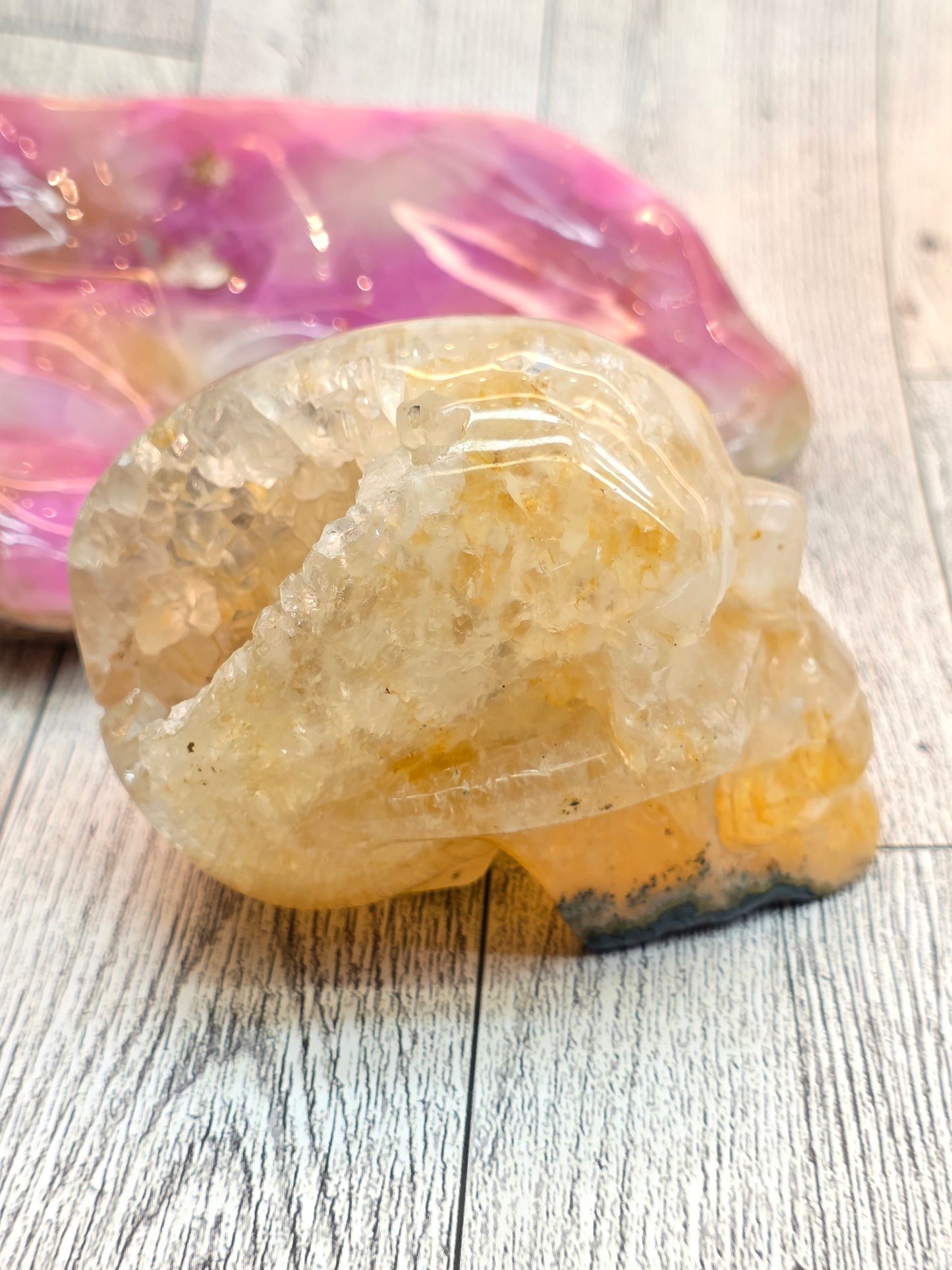 Yellow Druzy Agate Skull