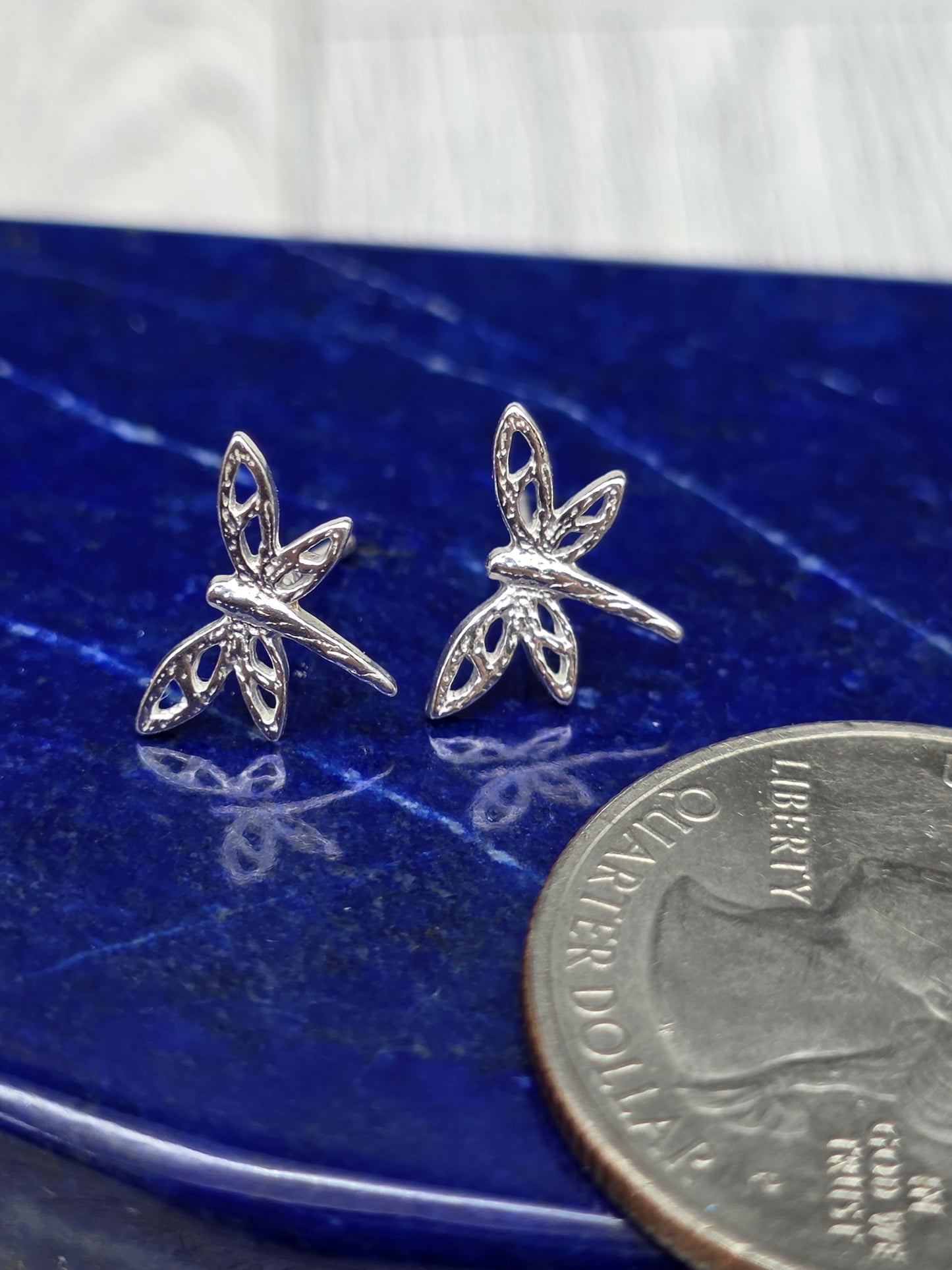 Dainty Sterling Silver Dragonfly Post Earrings