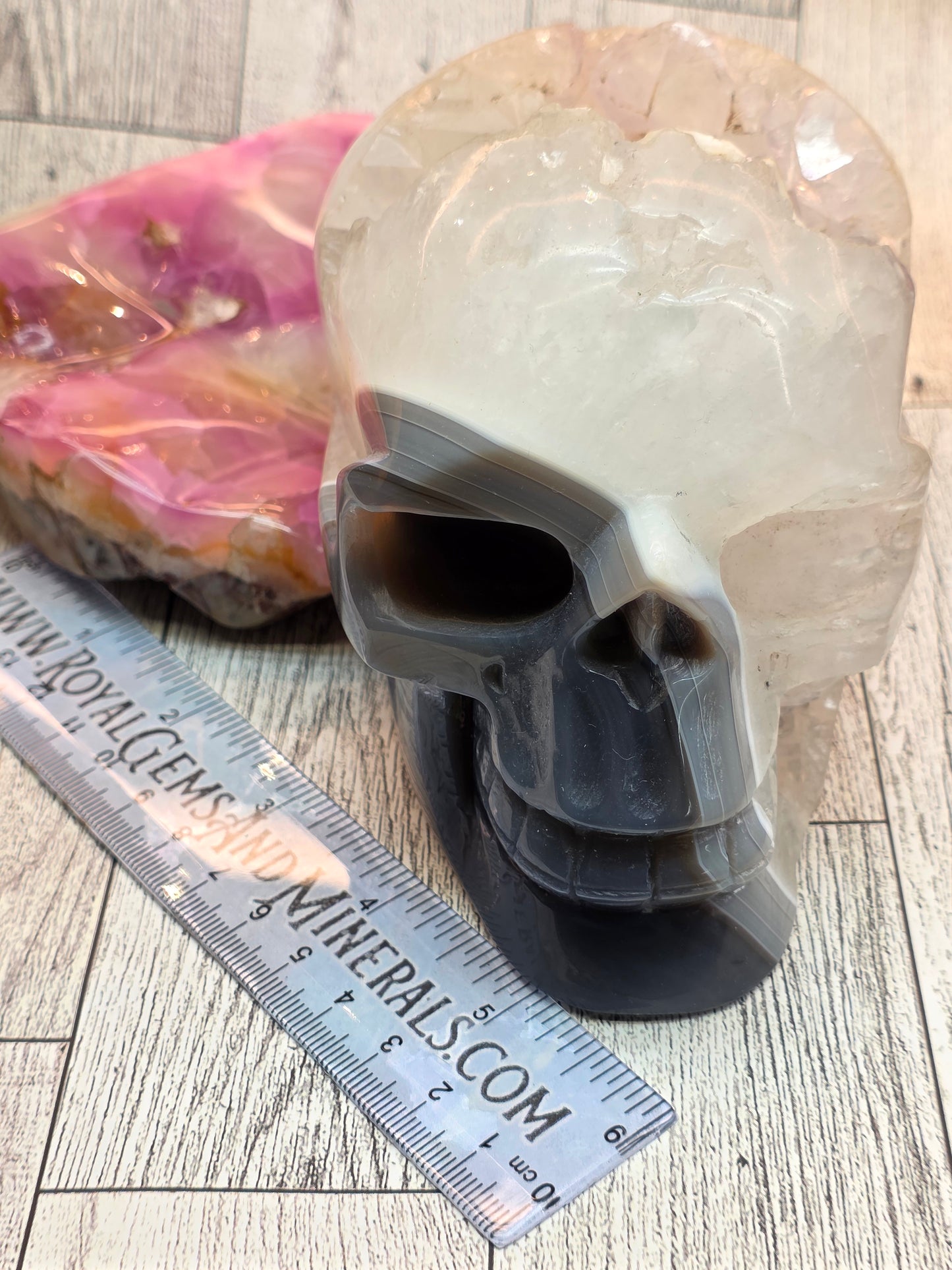 Large Banded Agate Druzy Skull