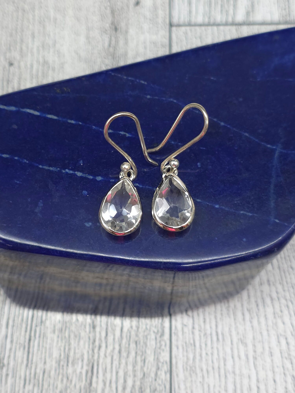 Faceted Clear Quartz Earrings - alternate view