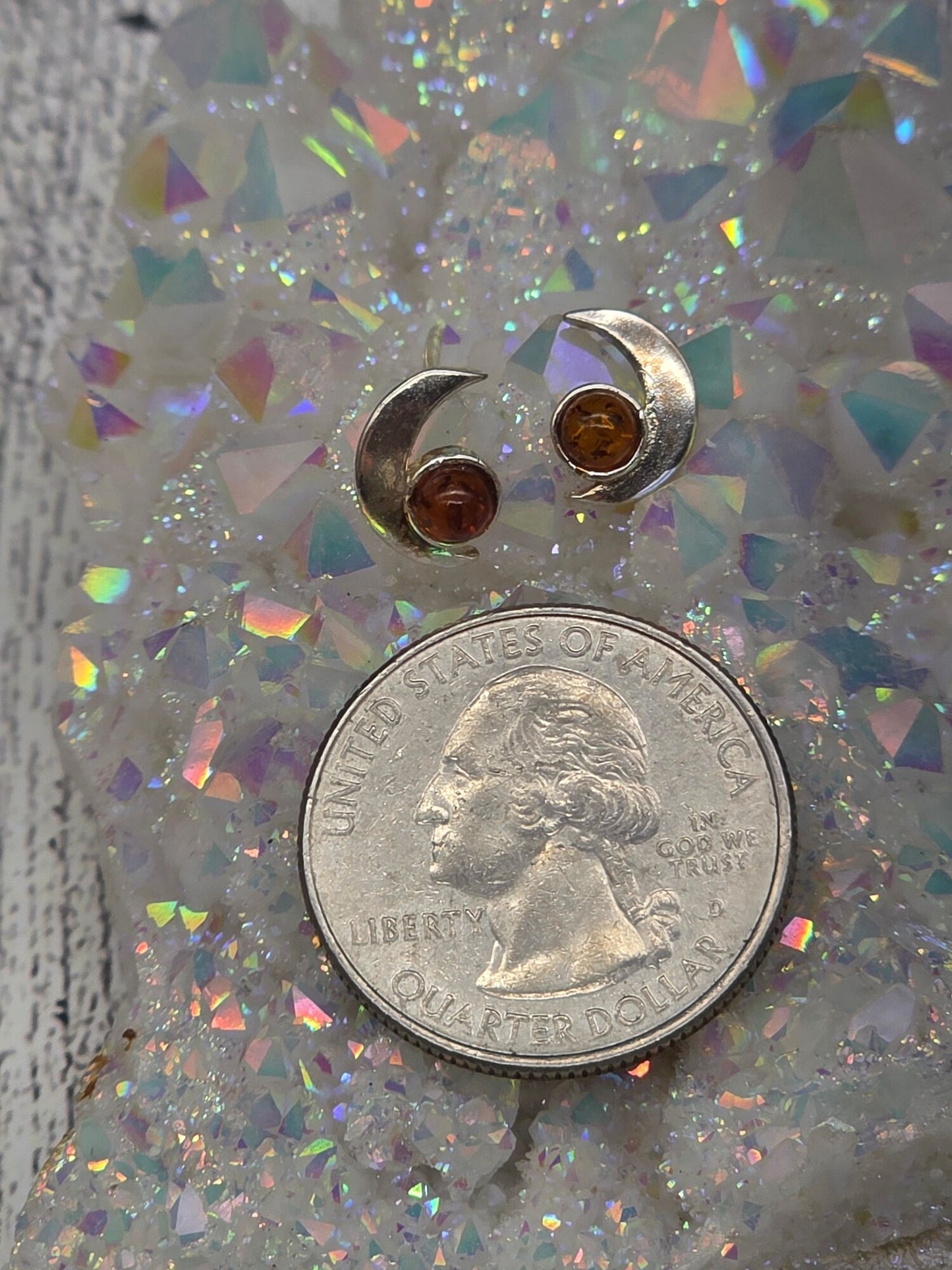 Amber Moon Post Earrings - size reference