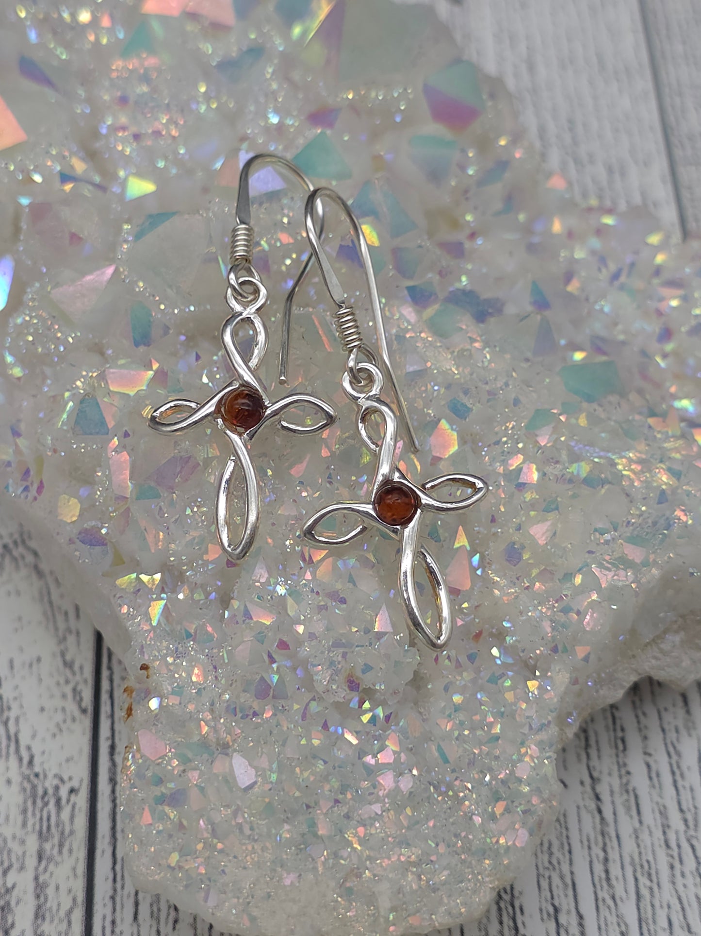 Amber Cross Earrings