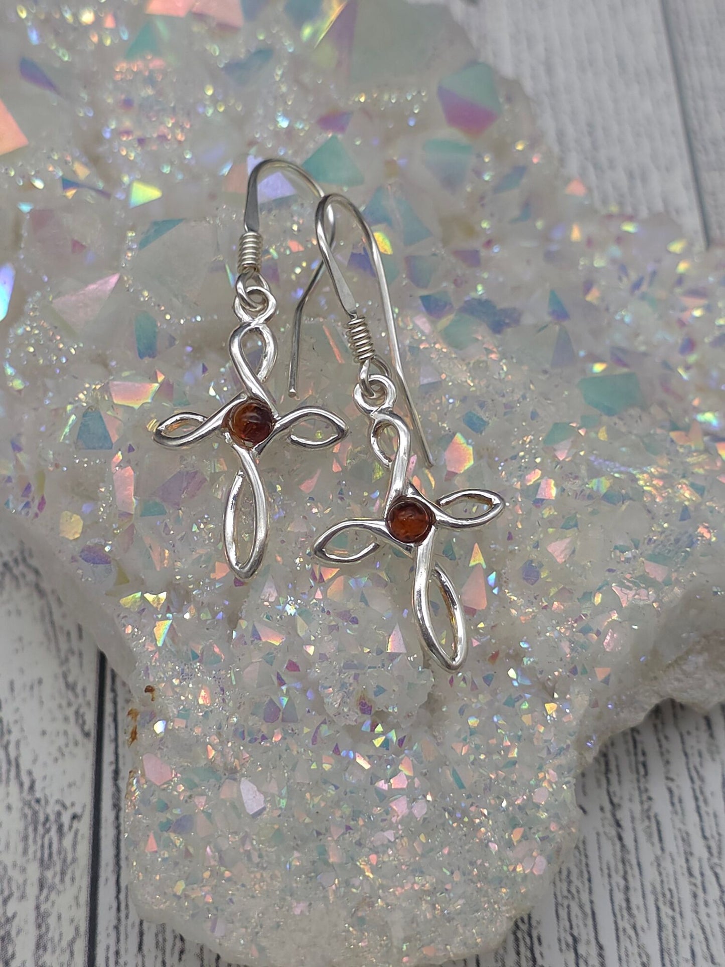 Amber Cross Earrings