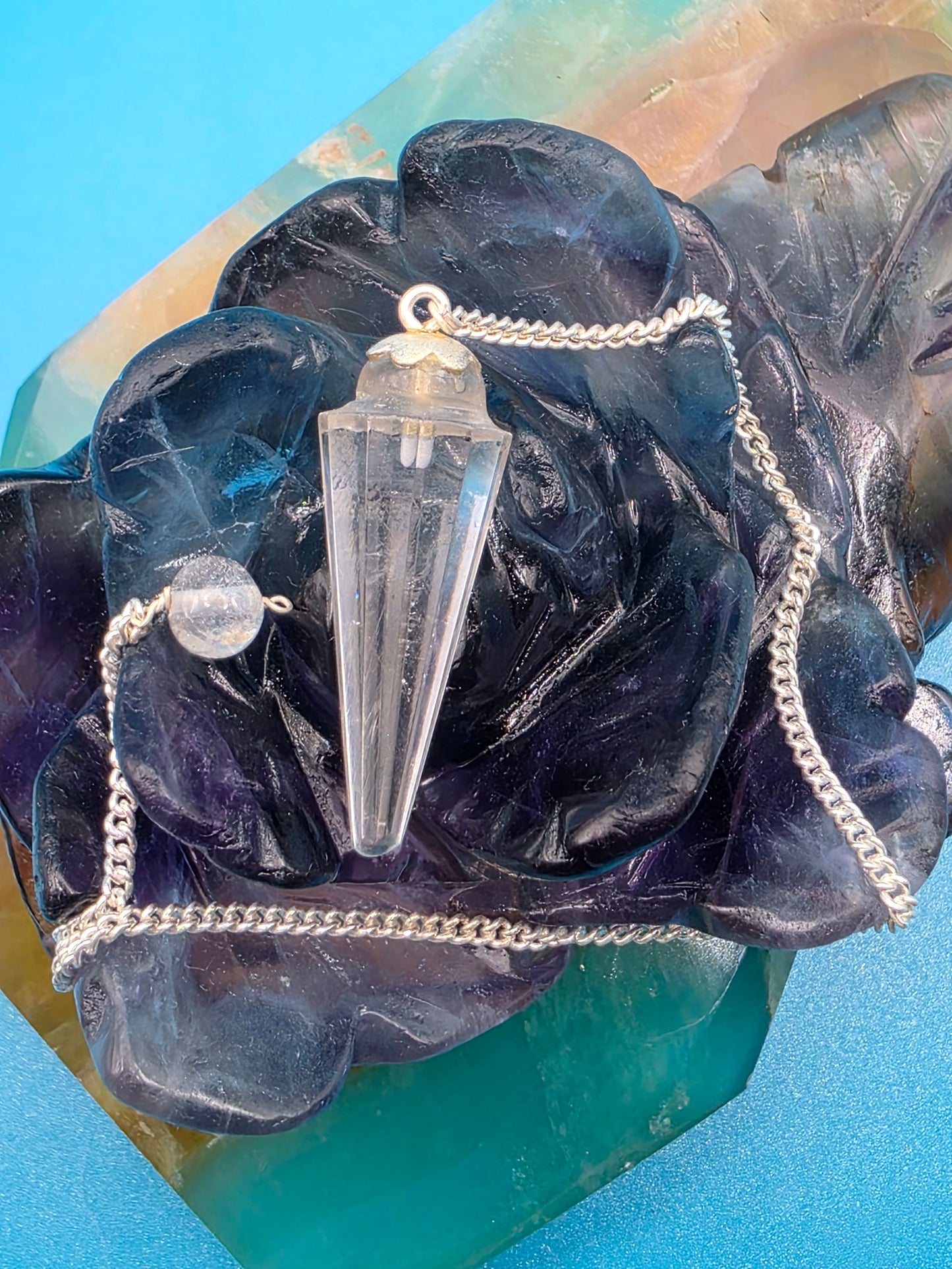 Clear Quartz Teardrop Vogel Pendulum