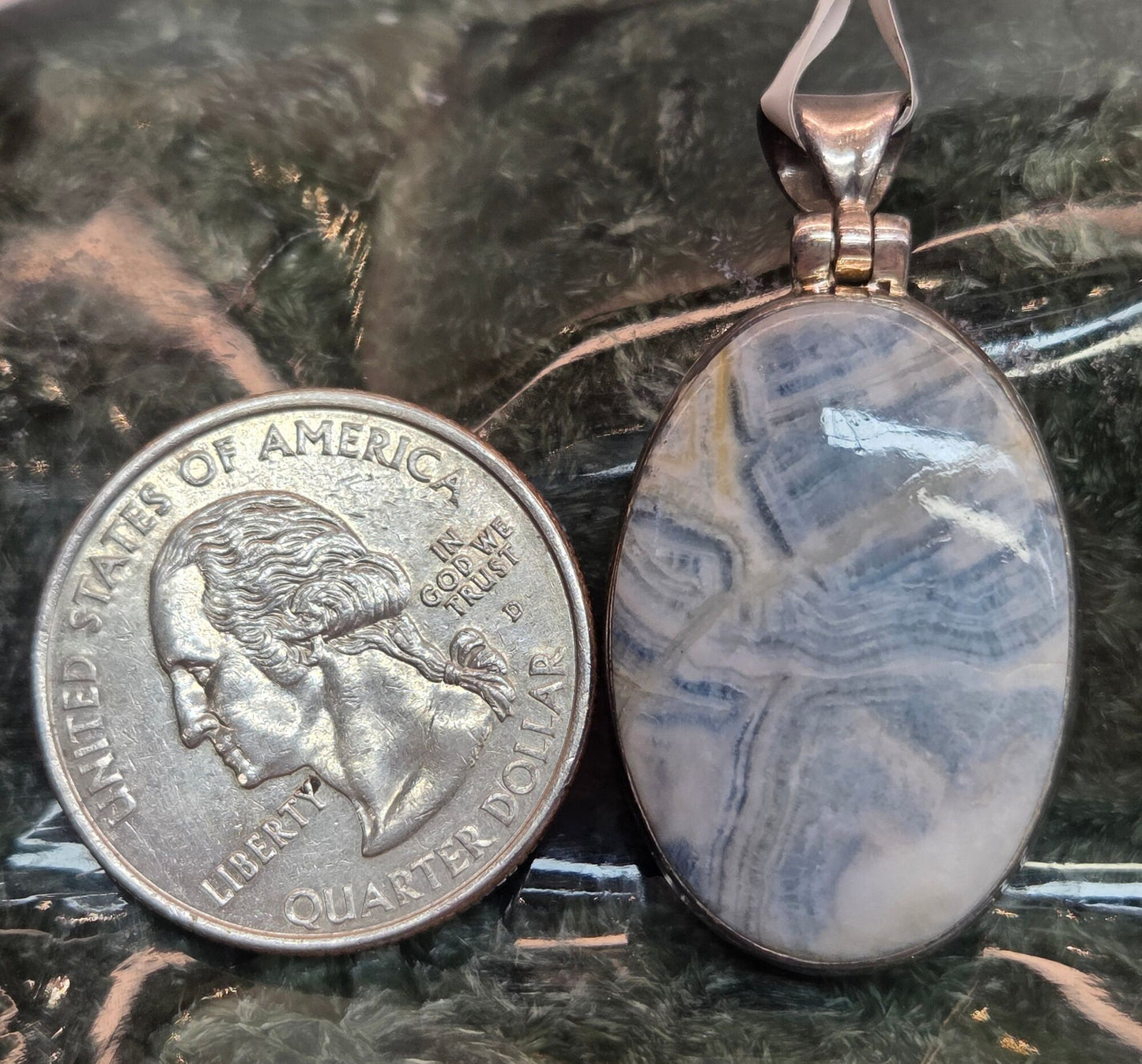 Blue Scheelite Sterling Silver Pendant - image 8